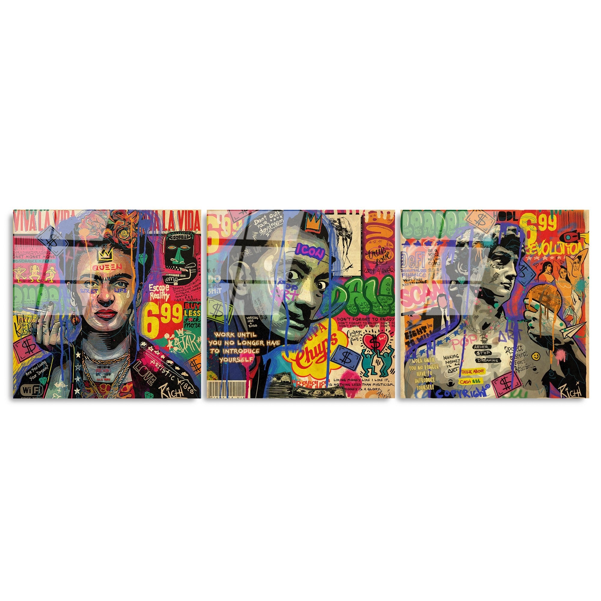 Quadro Decorativo em Vidro Temperado UV-856 – Conjunto 3 Peças 50 x 50 cm – Multicolor – 4 mm