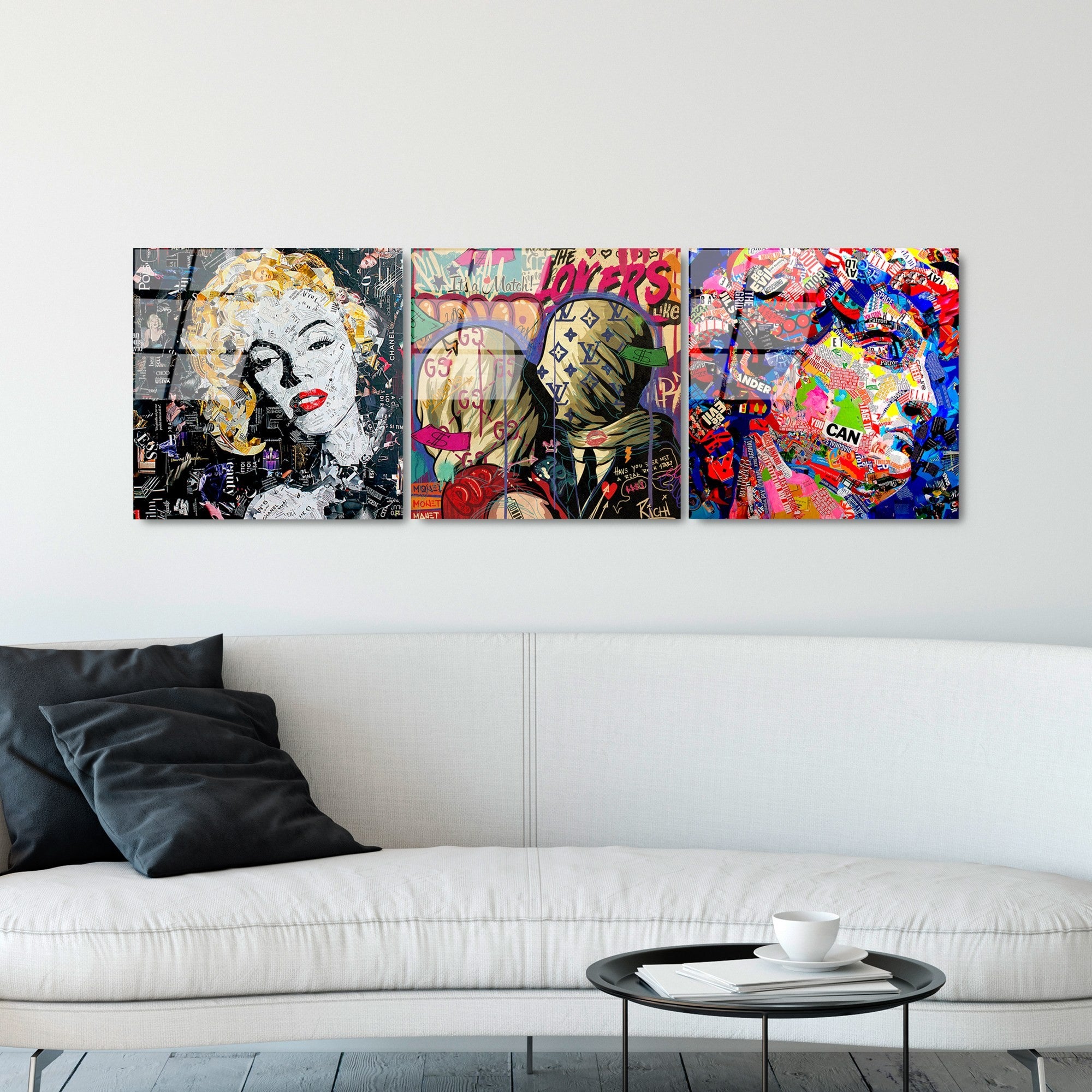 Quadro Decorativo em Vidro Temperado UV-857, 50 x 50 cm (Conjunto de 3 Peças), Multicolor, 4 mm