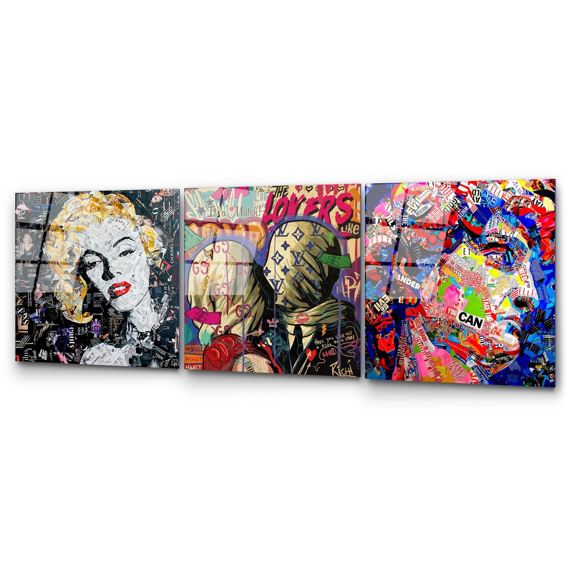 Quadro Decorativo em Vidro Temperado UV-857, 50 x 50 cm (Conjunto de 3 Peças), Multicolor, 4 mm