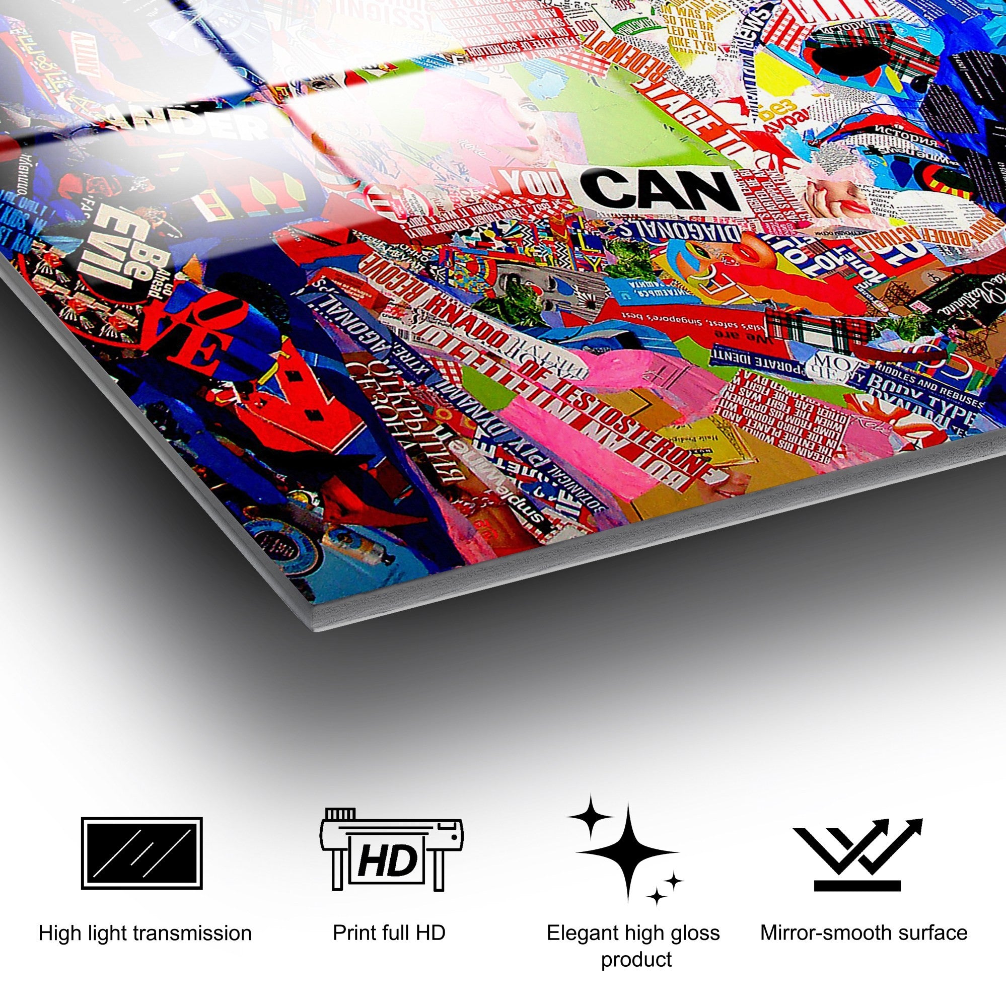 Quadro Decorativo em Vidro Temperado UV-857, 50 x 50 cm (Conjunto de 3 Peças), Multicolor, 4 mm