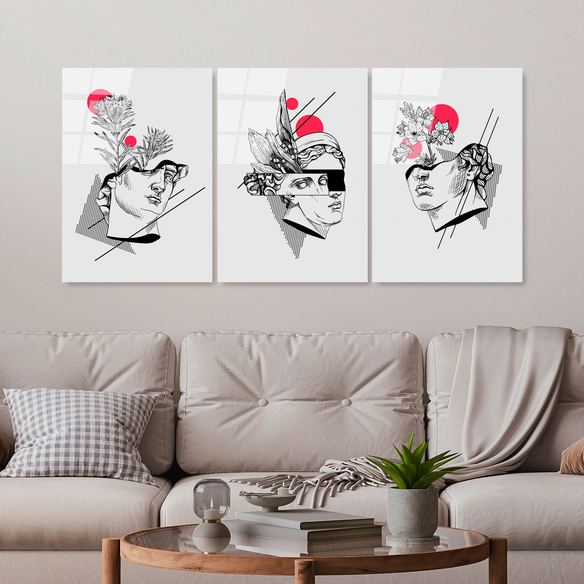 Quadro Decorativo em Vidro Temperado 4 mm (3 Peças) 45 x 65 cm – Multicolor – UV-876