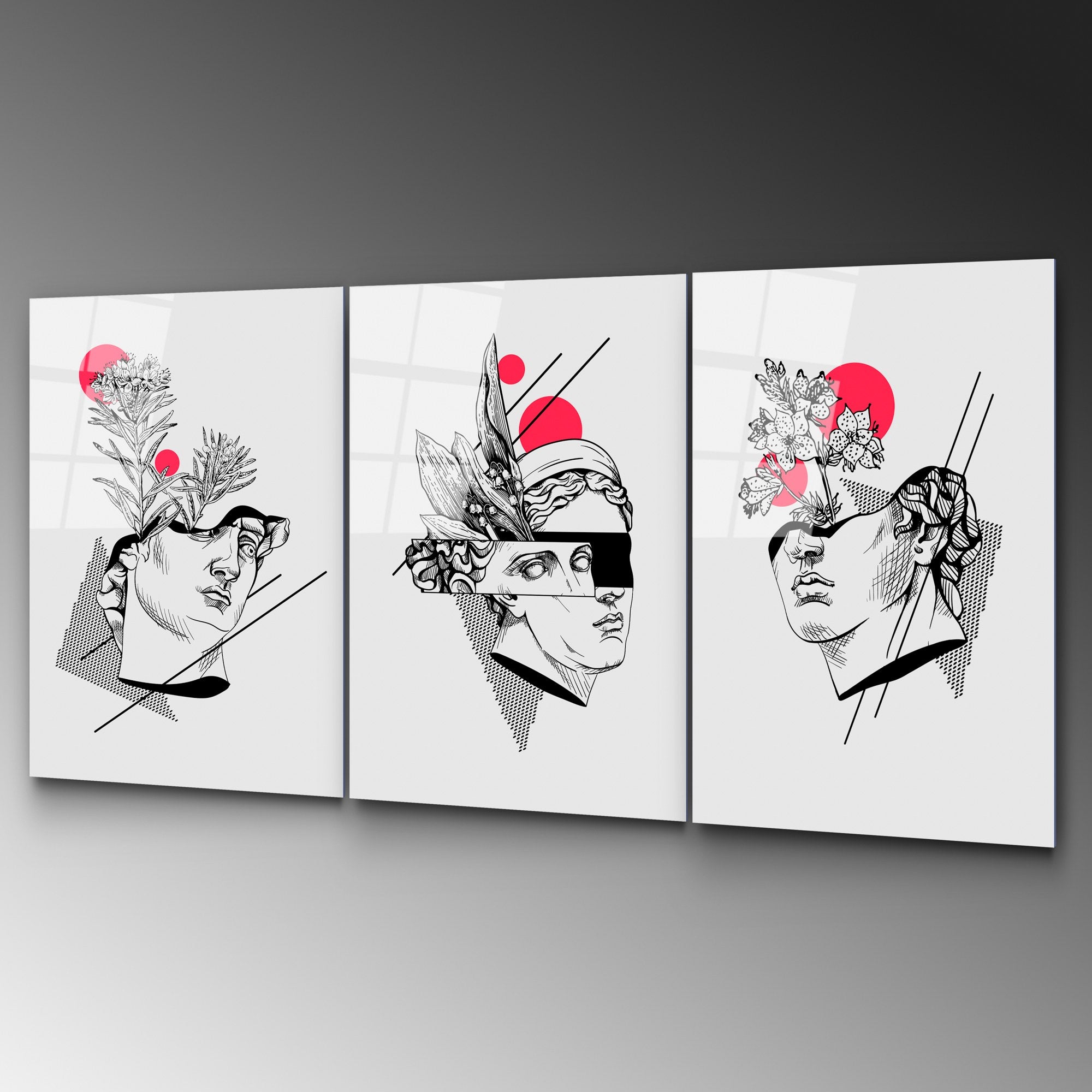 Quadro Decorativo em Vidro Temperado 4 mm (3 Peças) 45 x 65 cm – Multicolor – UV-876