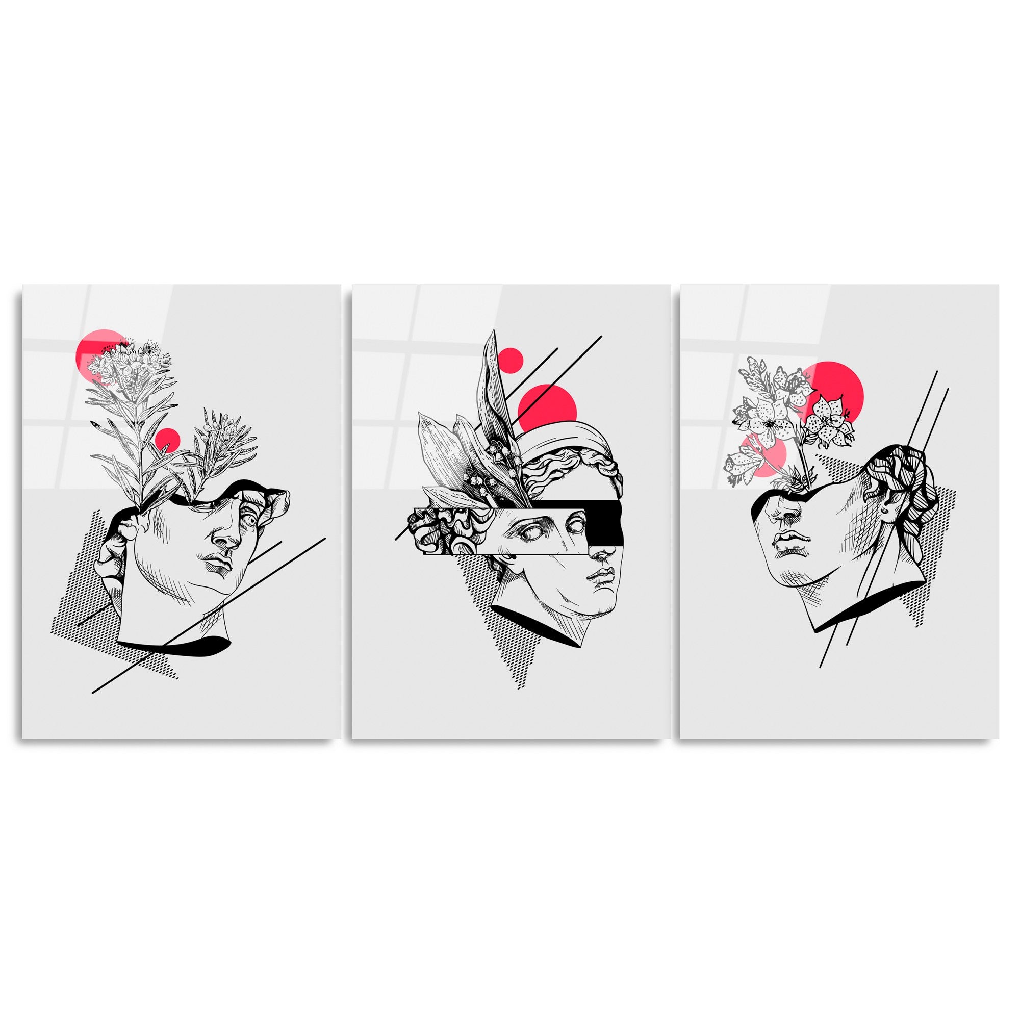 Quadro Decorativo em Vidro Temperado 4 mm (3 Peças) 45 x 65 cm – Multicolor – UV-876