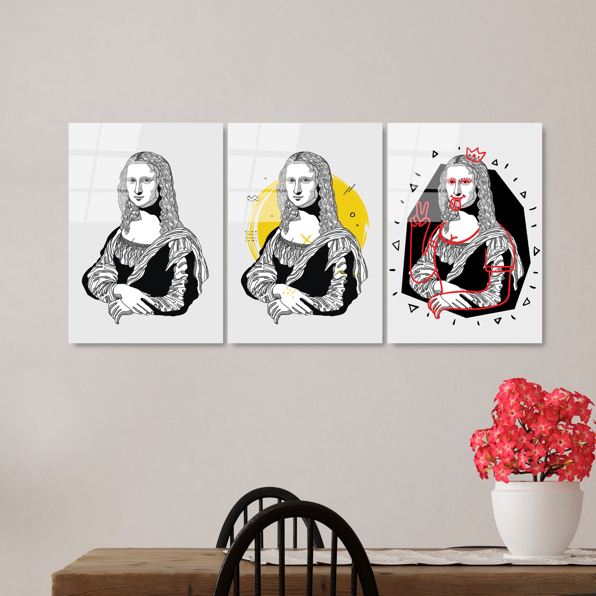 Conjunto de 3 Quadros em Vidro Temperado UV-877, 45 x 65 cm, Multicolor (4 mm)