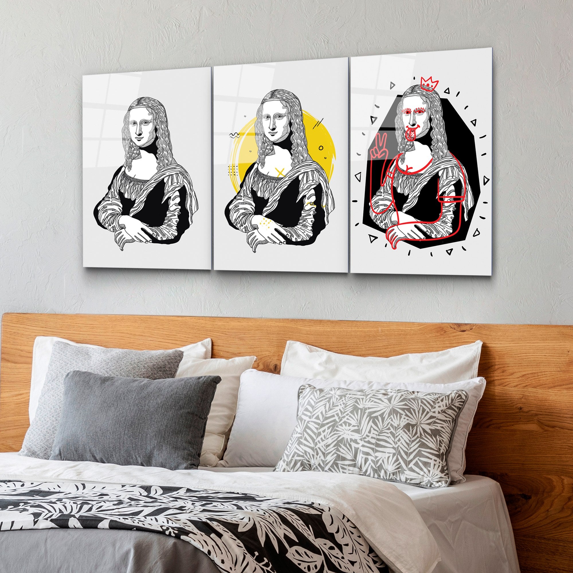 Conjunto de 3 Quadros em Vidro Temperado UV-877, 45 x 65 cm, Multicolor (4 mm)