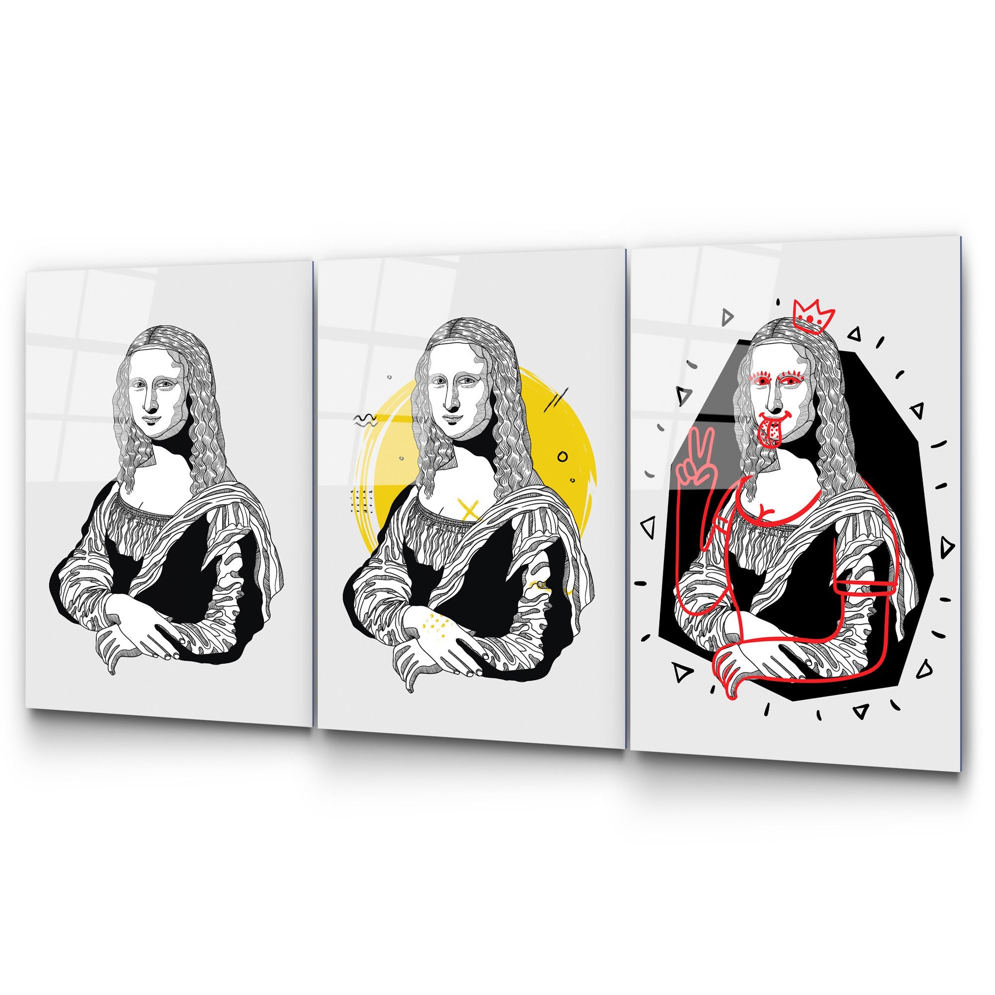 Conjunto de 3 Quadros em Vidro Temperado UV-877, 45 x 65 cm, Multicolor (4 mm)