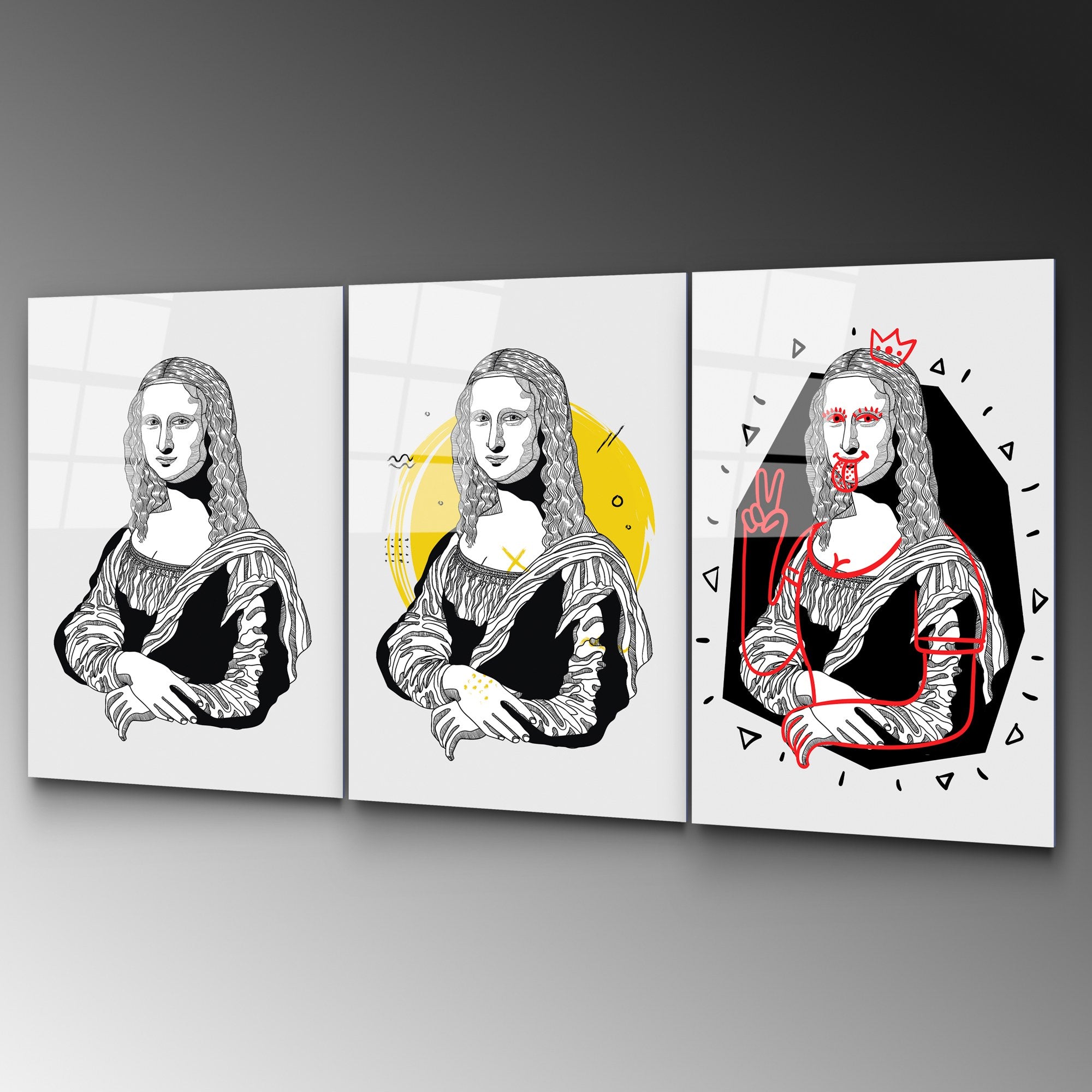 Conjunto de 3 Quadros em Vidro Temperado UV-877, 45 x 65 cm, Multicolor (4 mm)