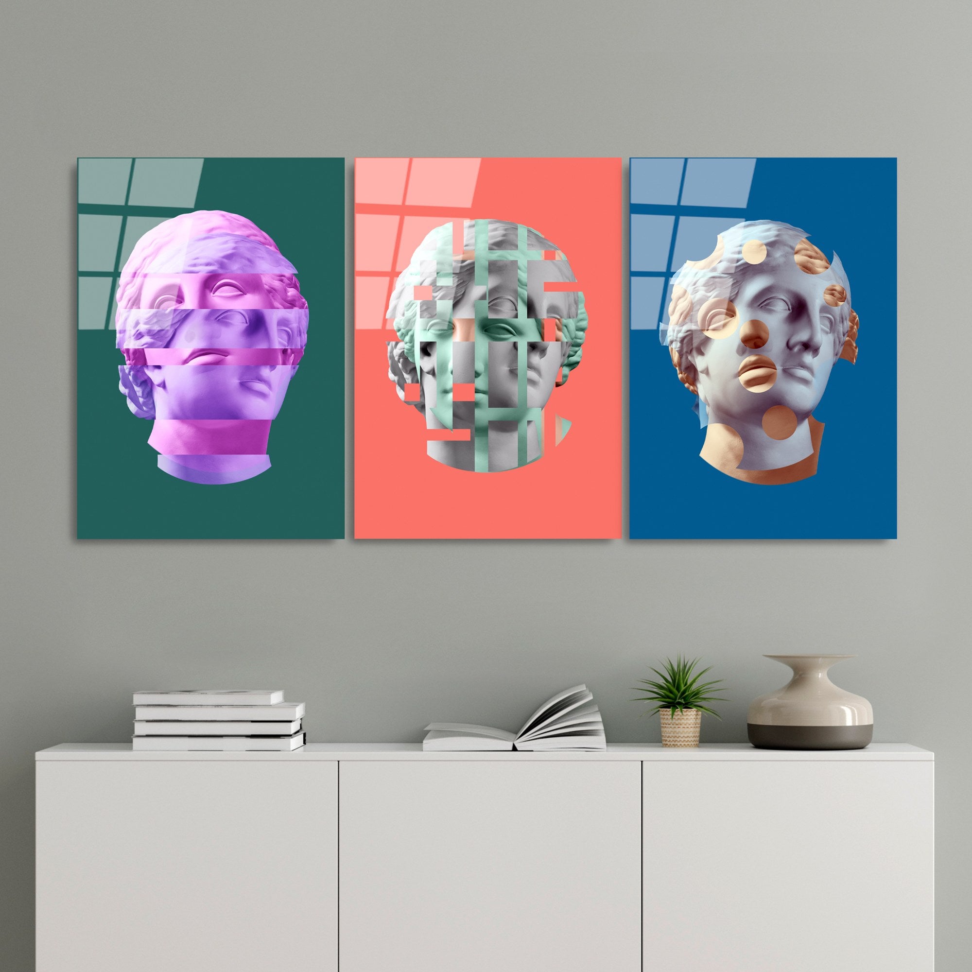 Quadro Decorativo em Vidro Temperado (3 Peças) UV-878, Multicolorido, 45 x 65 cm, 4 mm