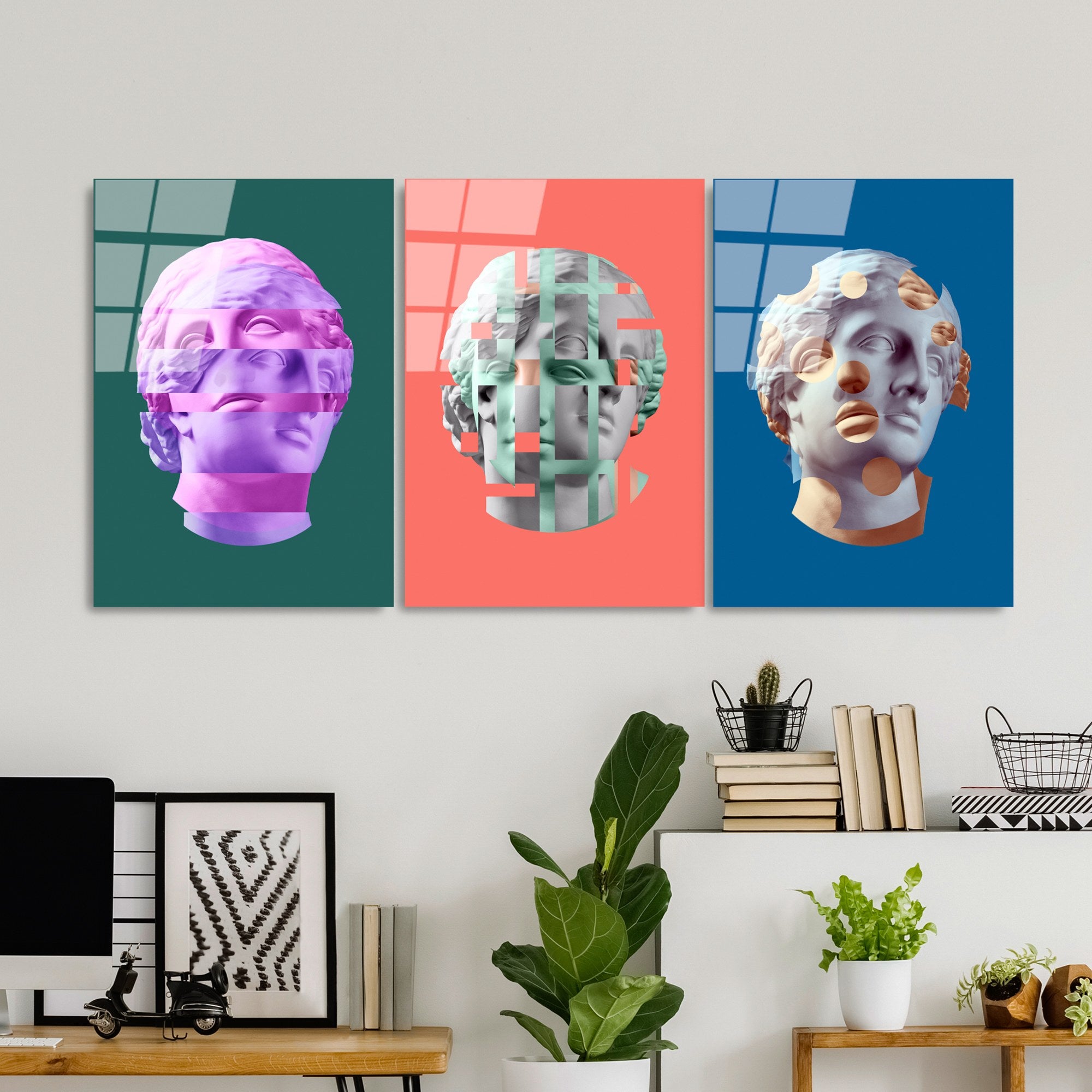 Quadro Decorativo em Vidro Temperado (3 Peças) UV-878, Multicolorido, 45 x 65 cm, 4 mm