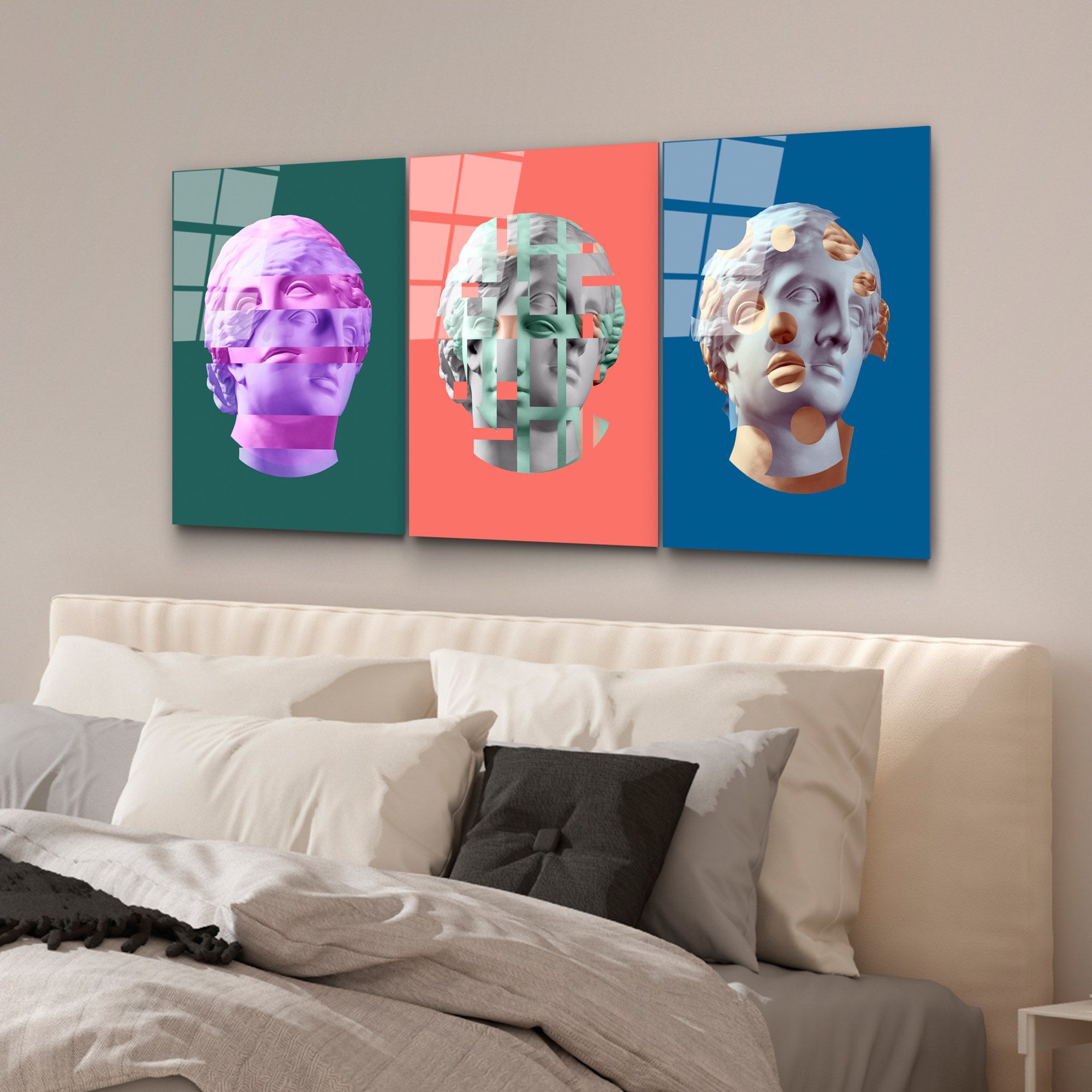 Quadro Decorativo em Vidro Temperado (3 Peças) UV-878, Multicolorido, 45 x 65 cm, 4 mm