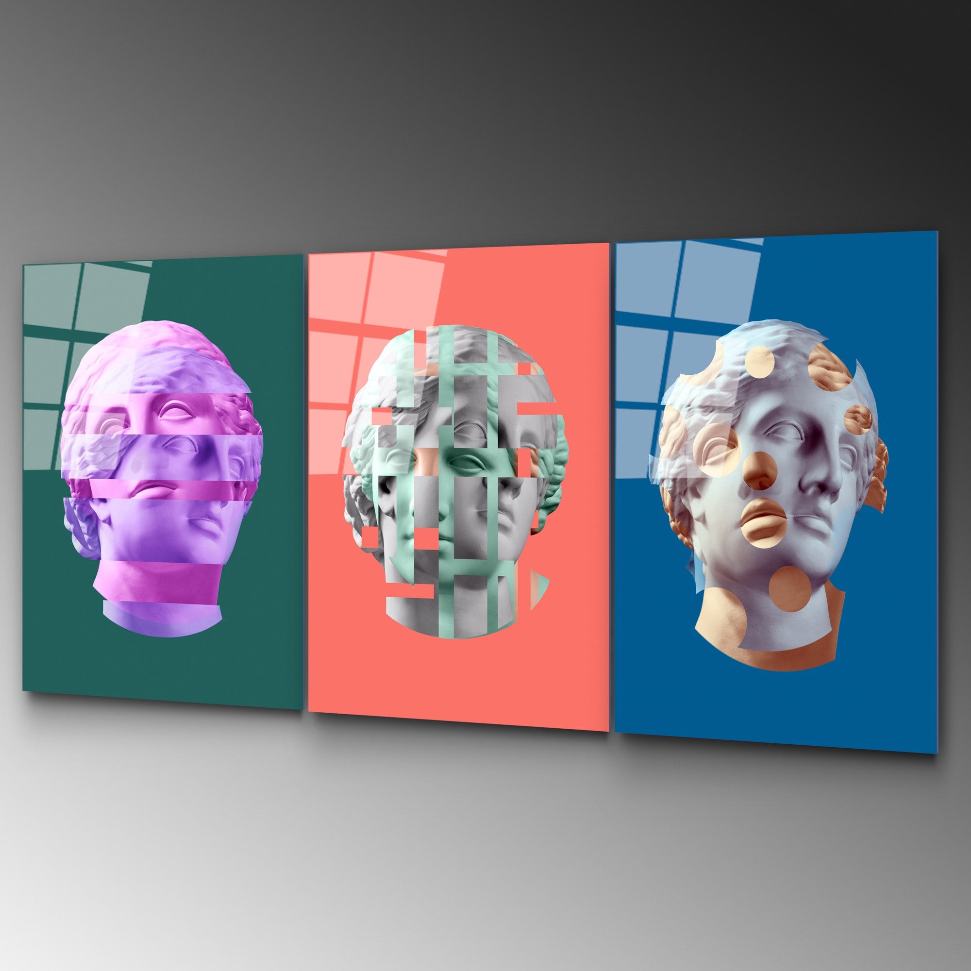 Quadro Decorativo em Vidro Temperado (3 Peças) UV-878, Multicolorido, 45 x 65 cm, 4 mm