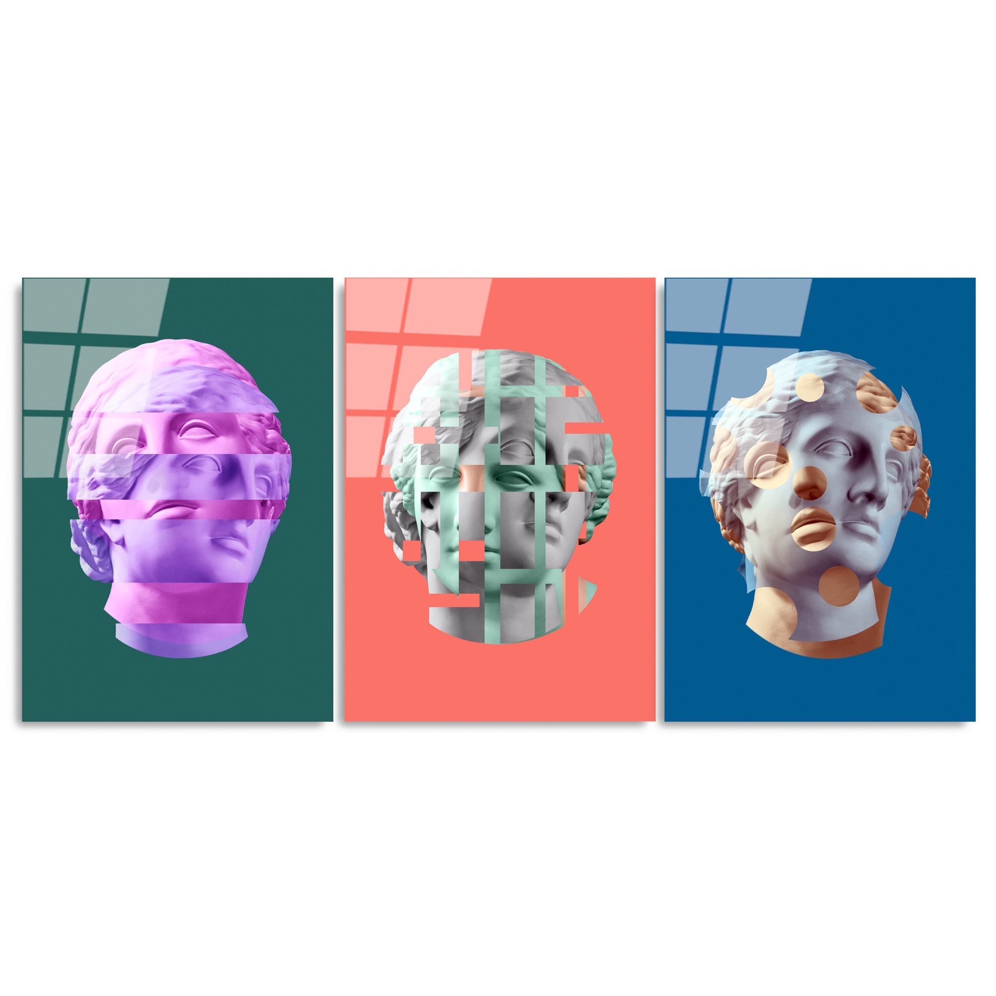 Quadro Decorativo em Vidro Temperado (3 Peças) UV-878, Multicolorido, 45 x 65 cm, 4 mm