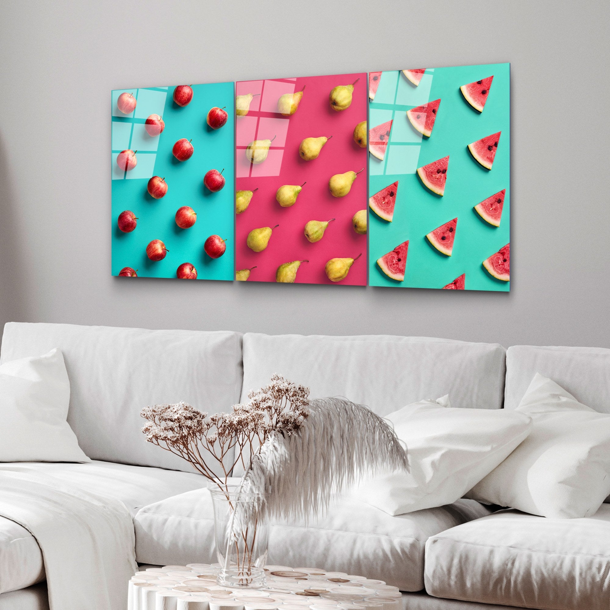 Tríptico Decorativo em Vidro Temperado 100% UV-879 – Multicolor – 3 Peças 45 x 65 cm (4 mm)