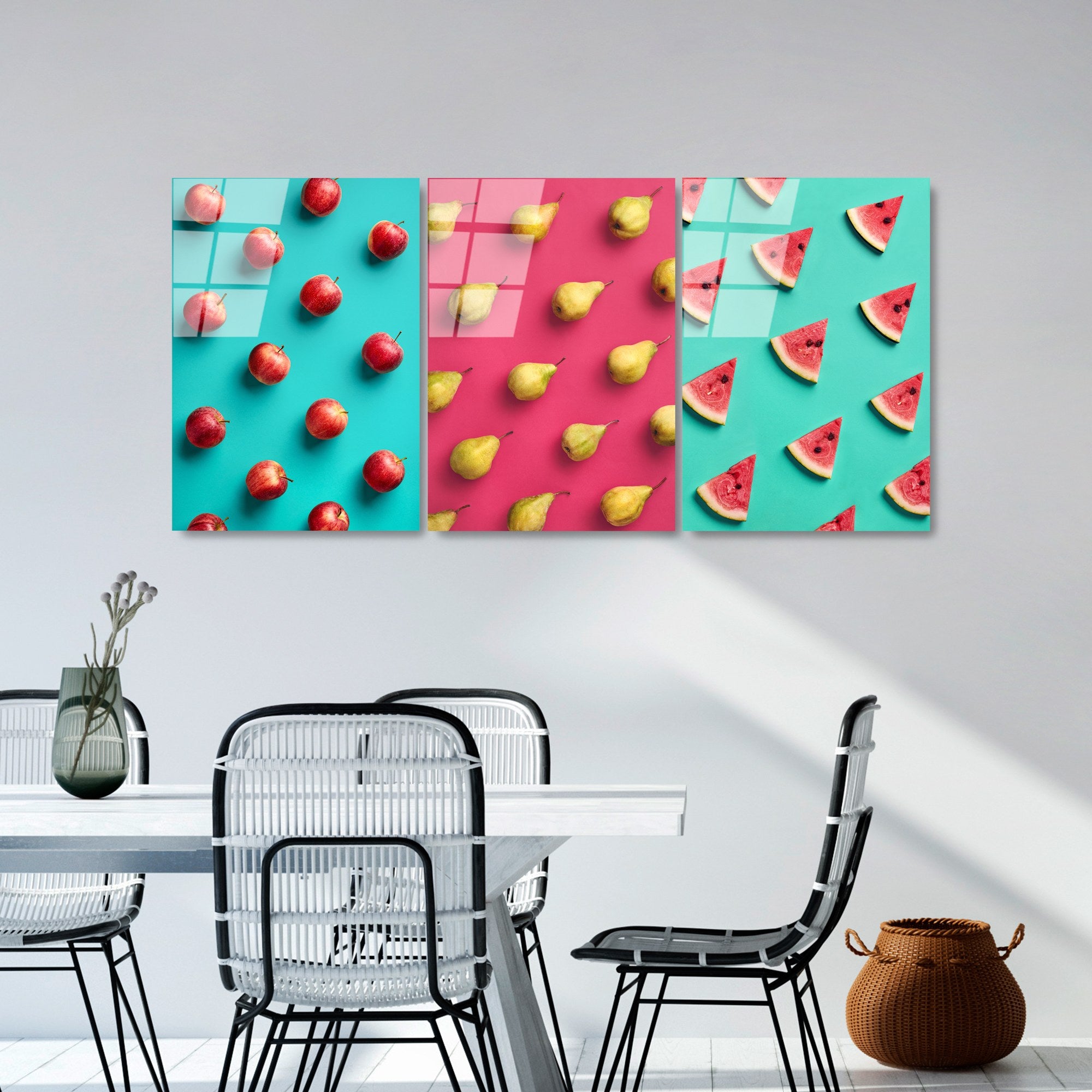 Tríptico Decorativo em Vidro Temperado 100% UV-879 – Multicolor – 3 Peças 45 x 65 cm (4 mm)