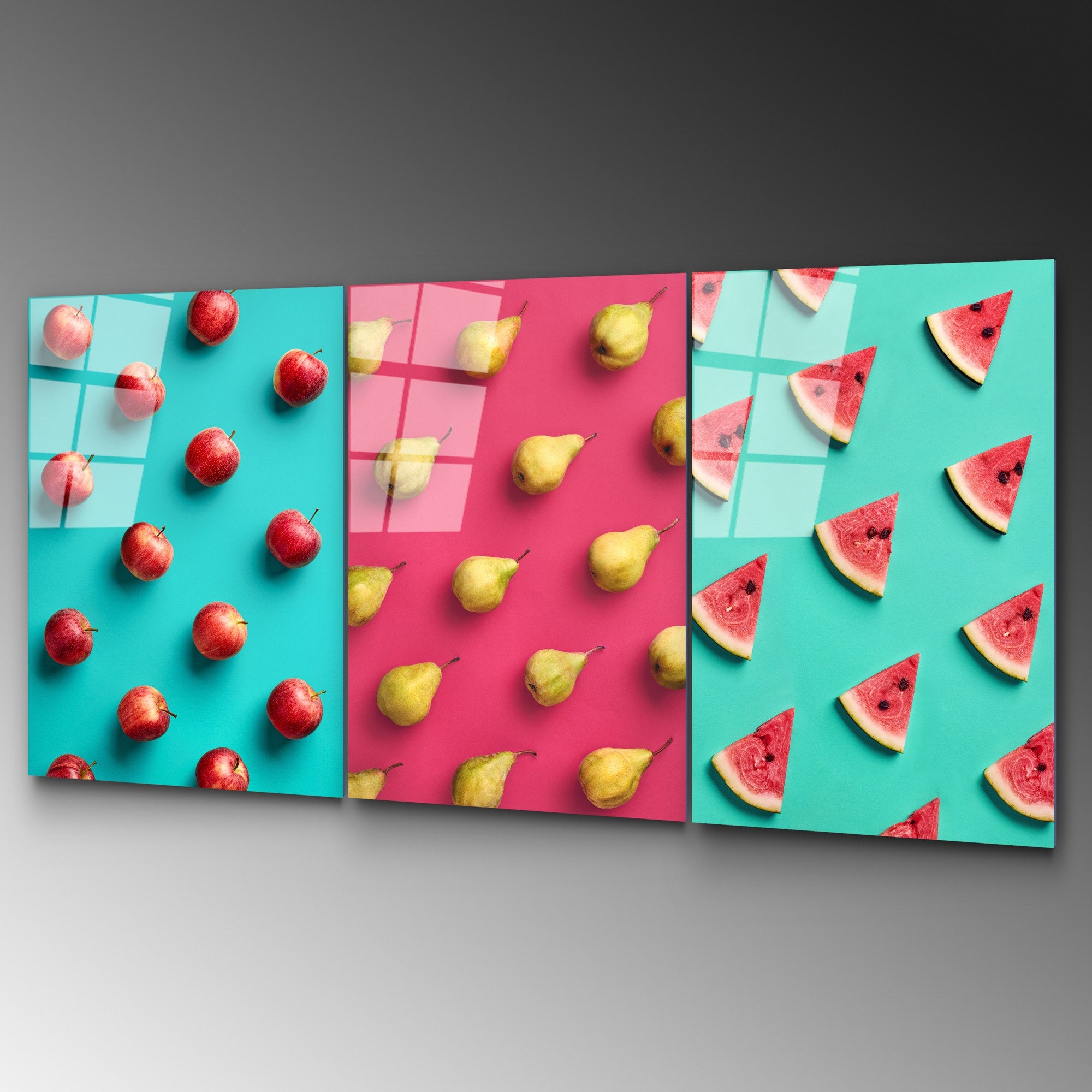 Tríptico Decorativo em Vidro Temperado 100% UV-879 – Multicolor – 3 Peças 45 x 65 cm (4 mm)