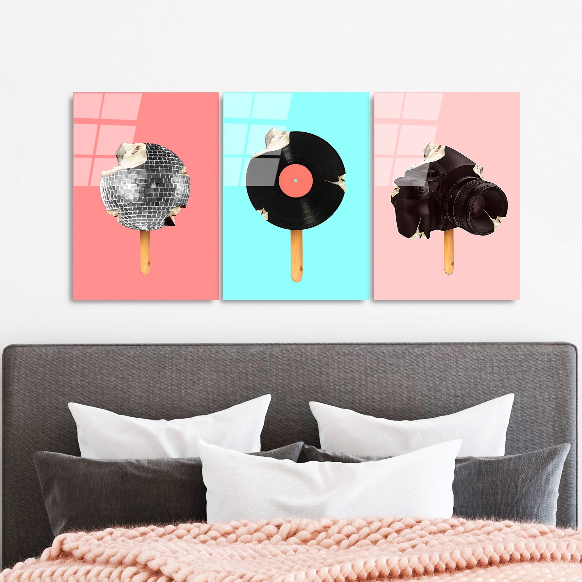 Quadro Decorativo em Vidro Temperado UV-880 (3 Peças) – Multicolor, 45 x 65 cm, 4 mm