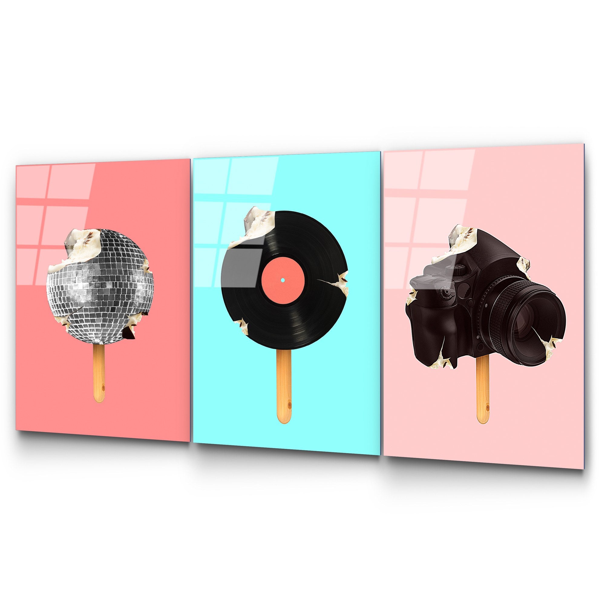 Quadro Decorativo em Vidro Temperado UV-880 (3 Peças) – Multicolor, 45 x 65 cm, 4 mm