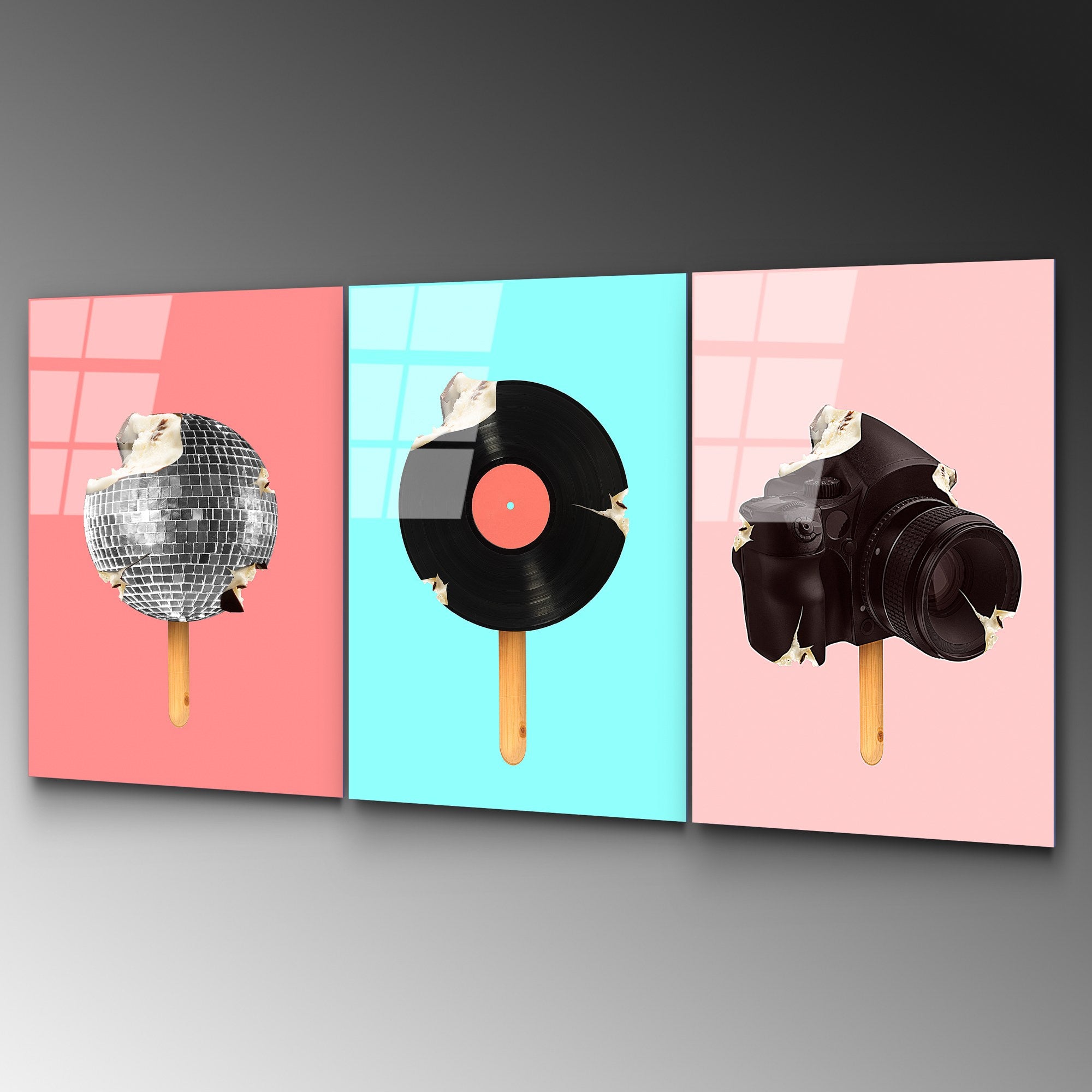 Quadro Decorativo em Vidro Temperado UV-880 (3 Peças) – Multicolor, 45 x 65 cm, 4 mm