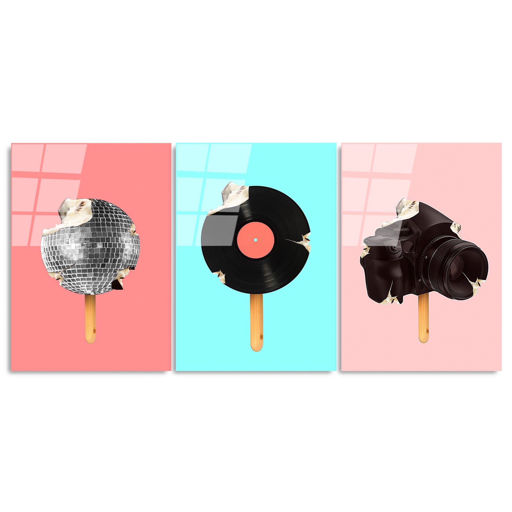 Quadro Decorativo em Vidro Temperado UV-880 (3 Peças) – Multicolor, 45 x 65 cm, 4 mm