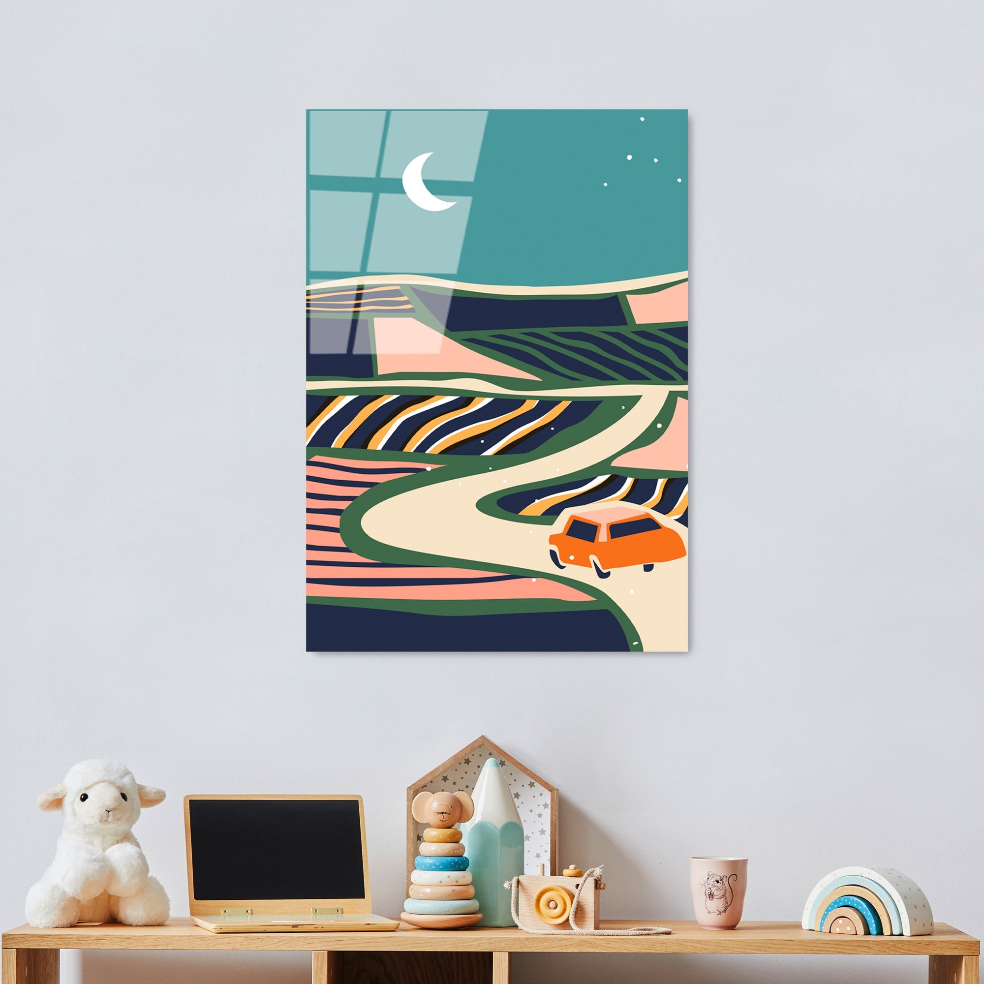 Quadro Decorativo em Vidro Temperado 100% (4 mm) UV-909, Multicolor, 45 x 65 cm