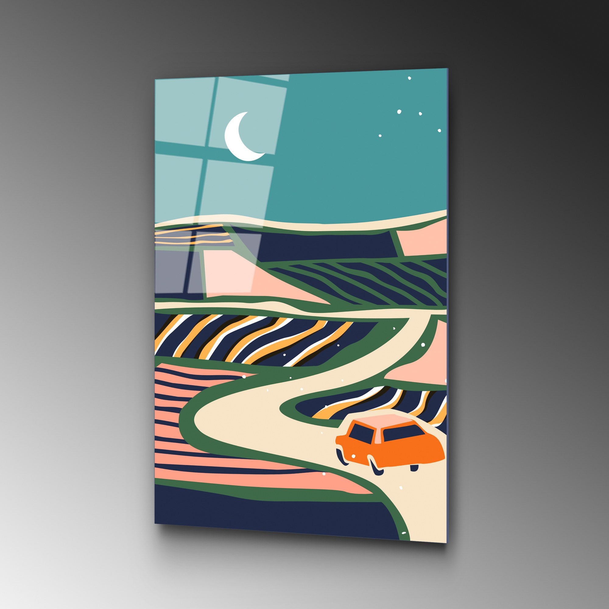 Quadro Decorativo em Vidro Temperado 100% (4 mm) UV-909, Multicolor, 45 x 65 cm