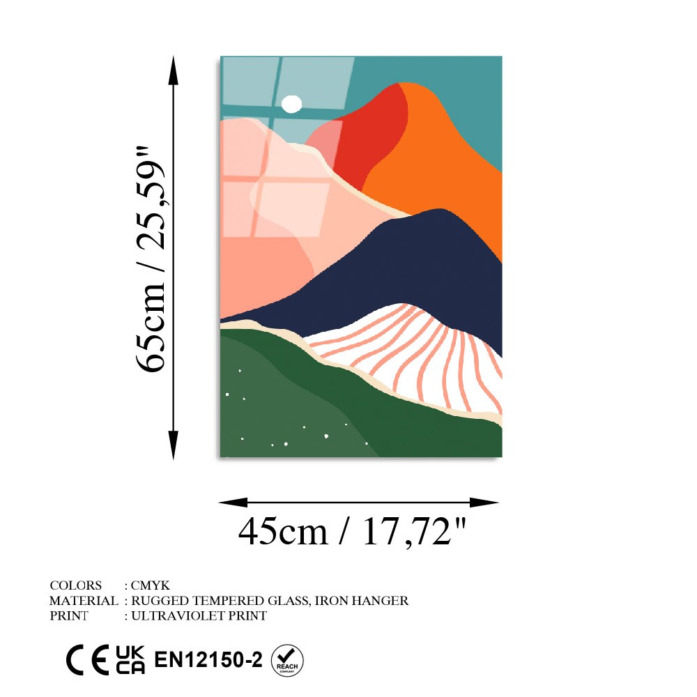 Quadro Decorativo em Vidro Temperado UV-912, Multicolor, 45 x 65 cm, 4 mm