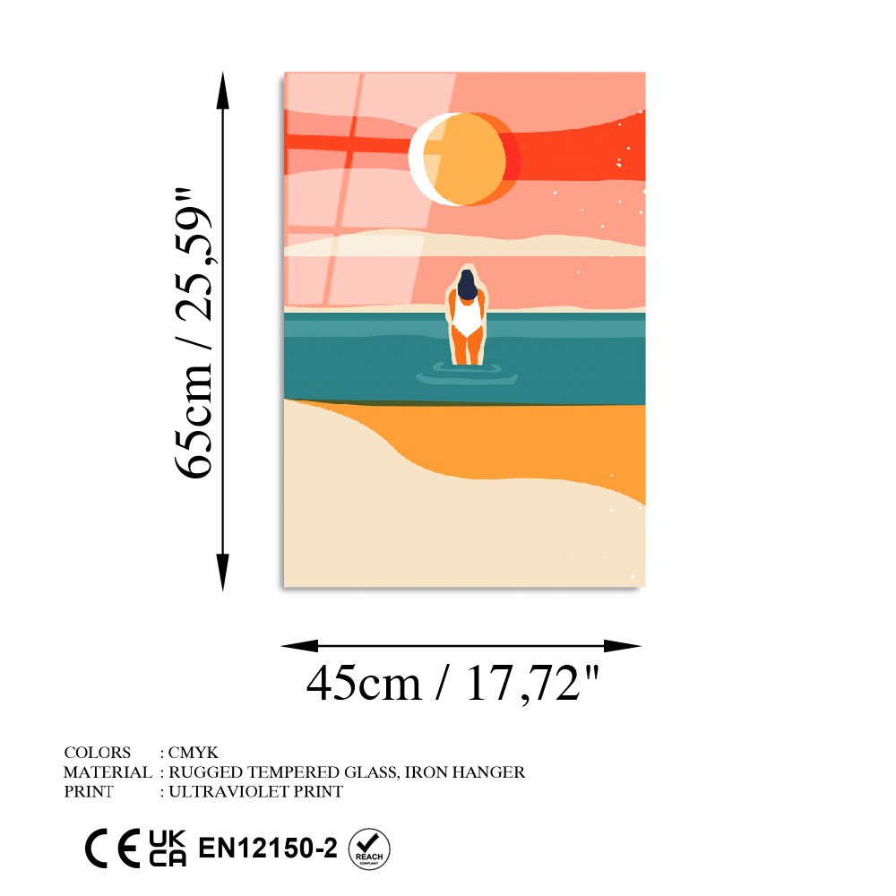 Quadro Decorativo em Vidro Temperado UV-913, 45 x 65 cm, Multicolorido, 4 mm