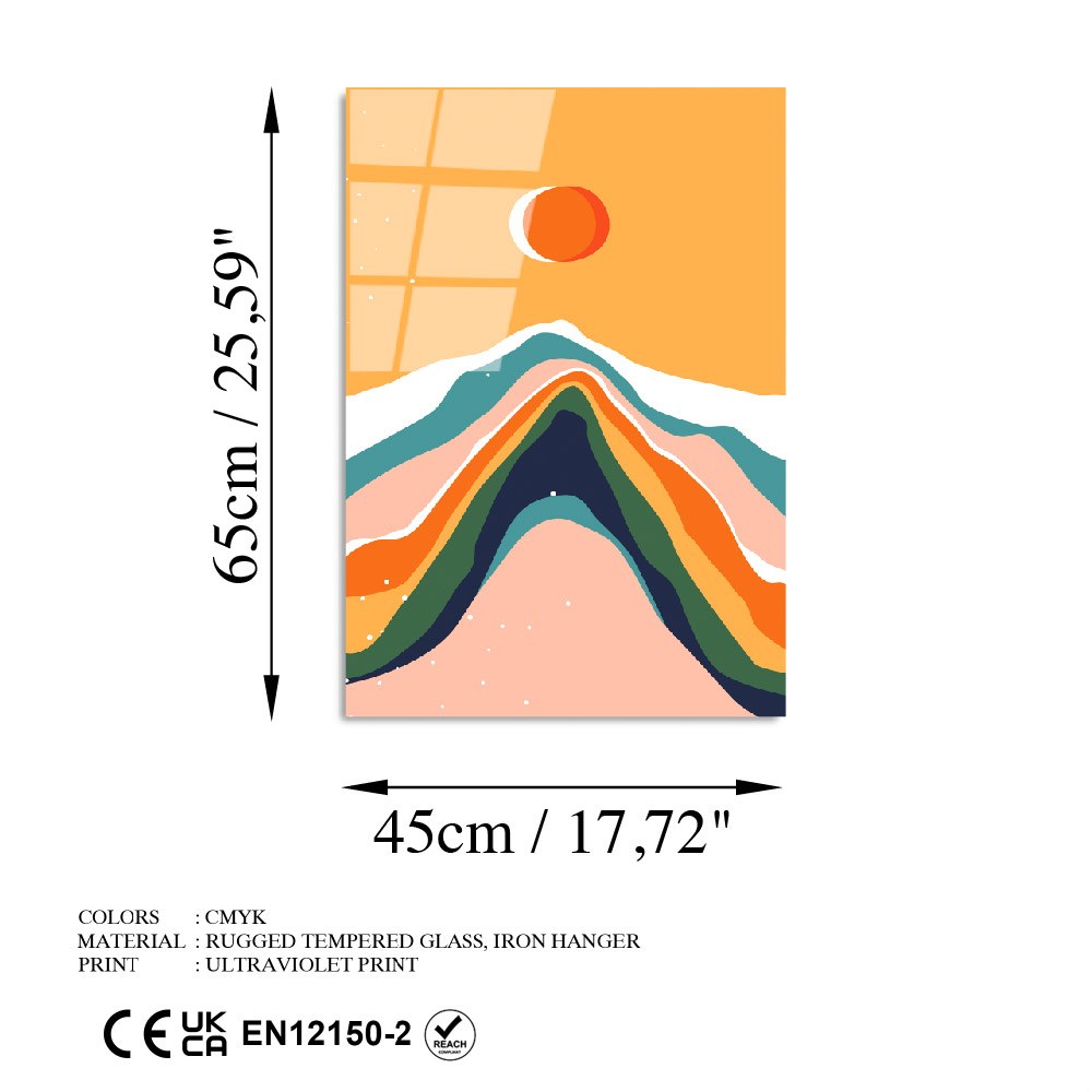 Quadro Decorativo em Vidro Temperado UV-914, Multicolor, 45 x 65 cm, 100% Vidro 4 mm