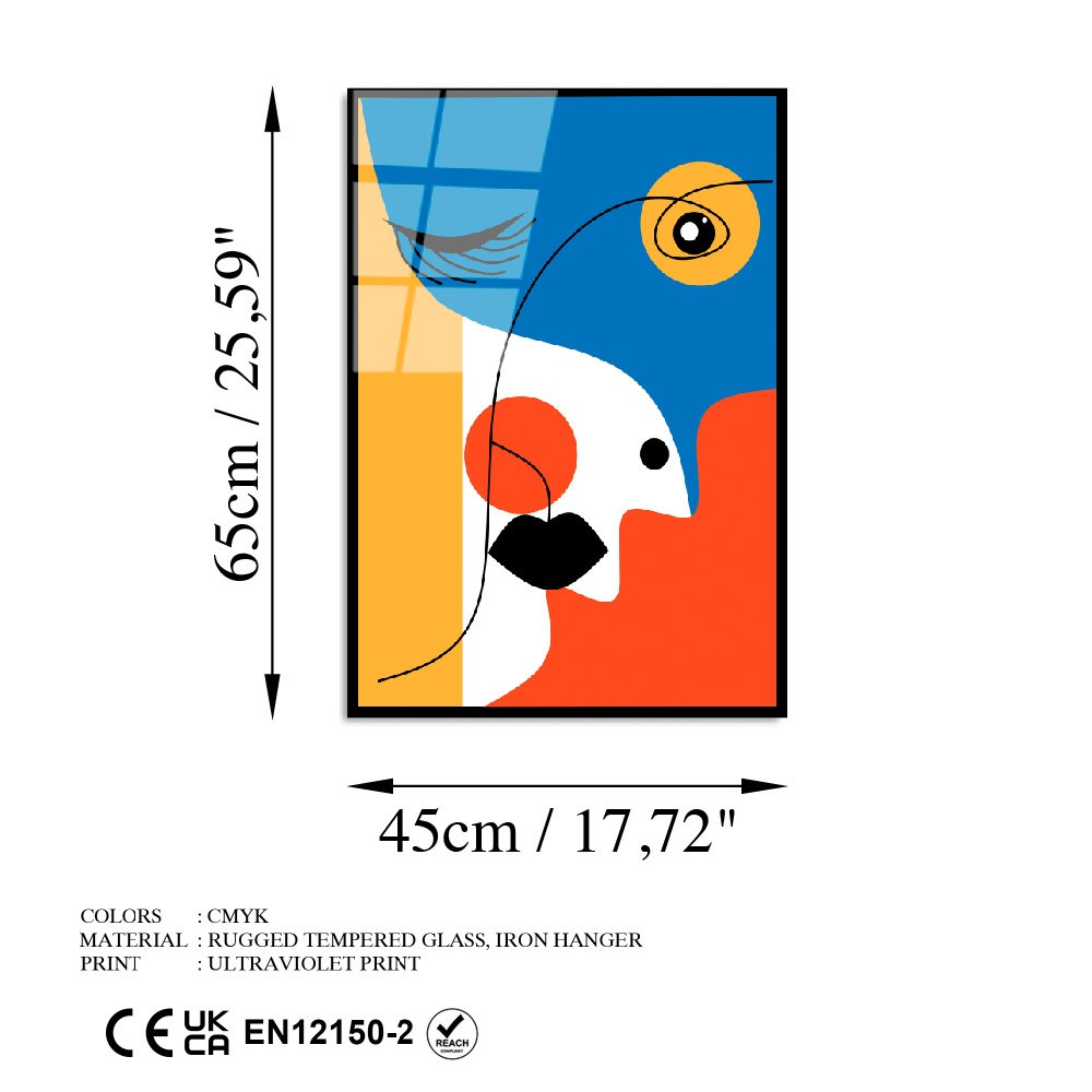 Quadro Decorativo em Vidro Temperado 100% UV-922, Multicolor, 45 x 65 cm (4 mm)