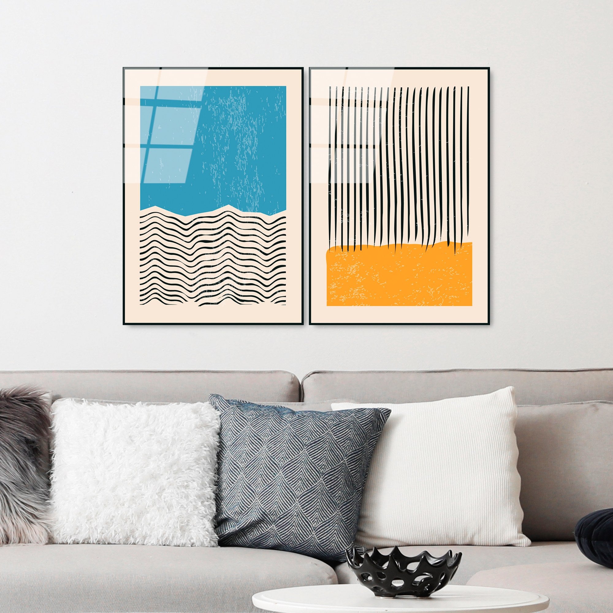 Quadro Decorativo em Vidro Temperado UV-932, Multicolor, 45 x 65 cm (2 Peças), 4 mm