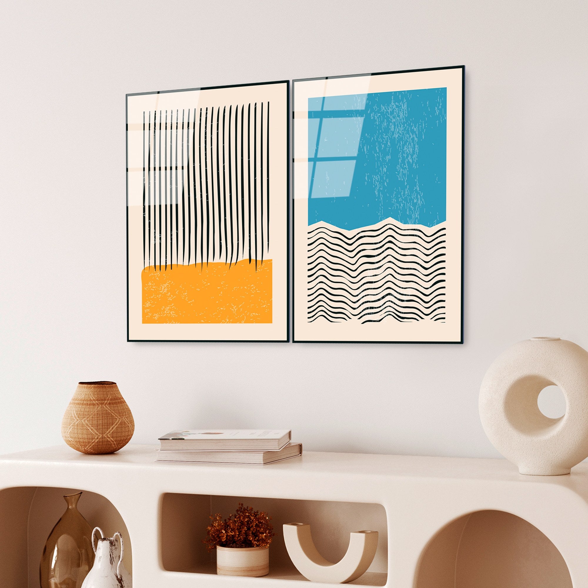 Quadro Decorativo em Vidro Temperado UV-932, Multicolor, 45 x 65 cm (2 Peças), 4 mm