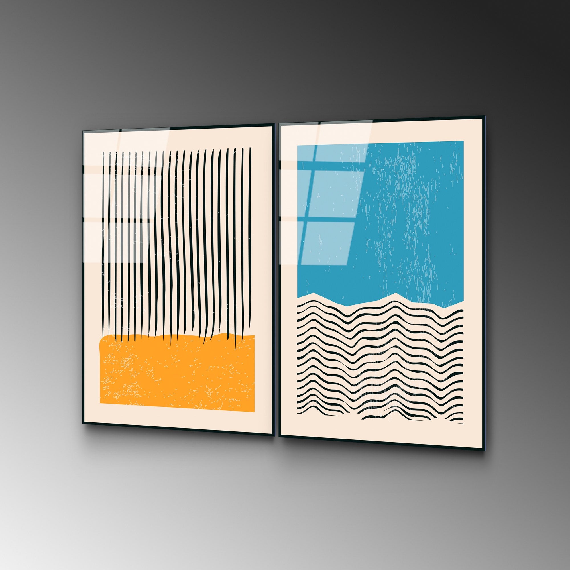 Quadro Decorativo em Vidro Temperado UV-932, Multicolor, 45 x 65 cm (2 Peças), 4 mm