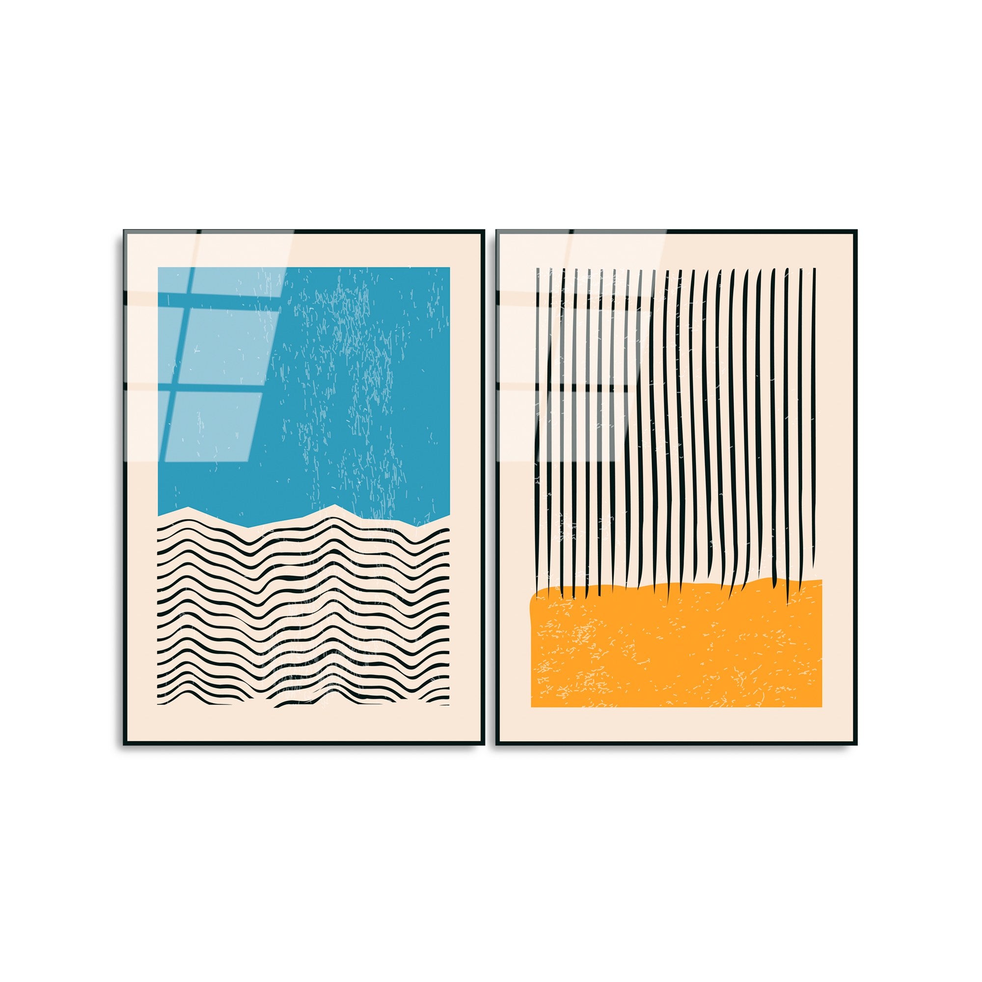 Quadro Decorativo em Vidro Temperado UV-932, Multicolor, 45 x 65 cm (2 Peças), 4 mm