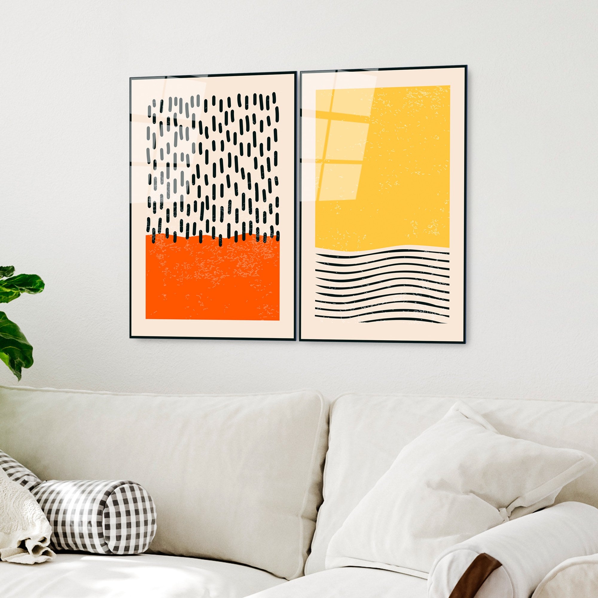 Conjunto de Quadros em Vidro Temperado UV-933 (2 Peças) - Multicolor, 45 x 65 cm, 4 mm