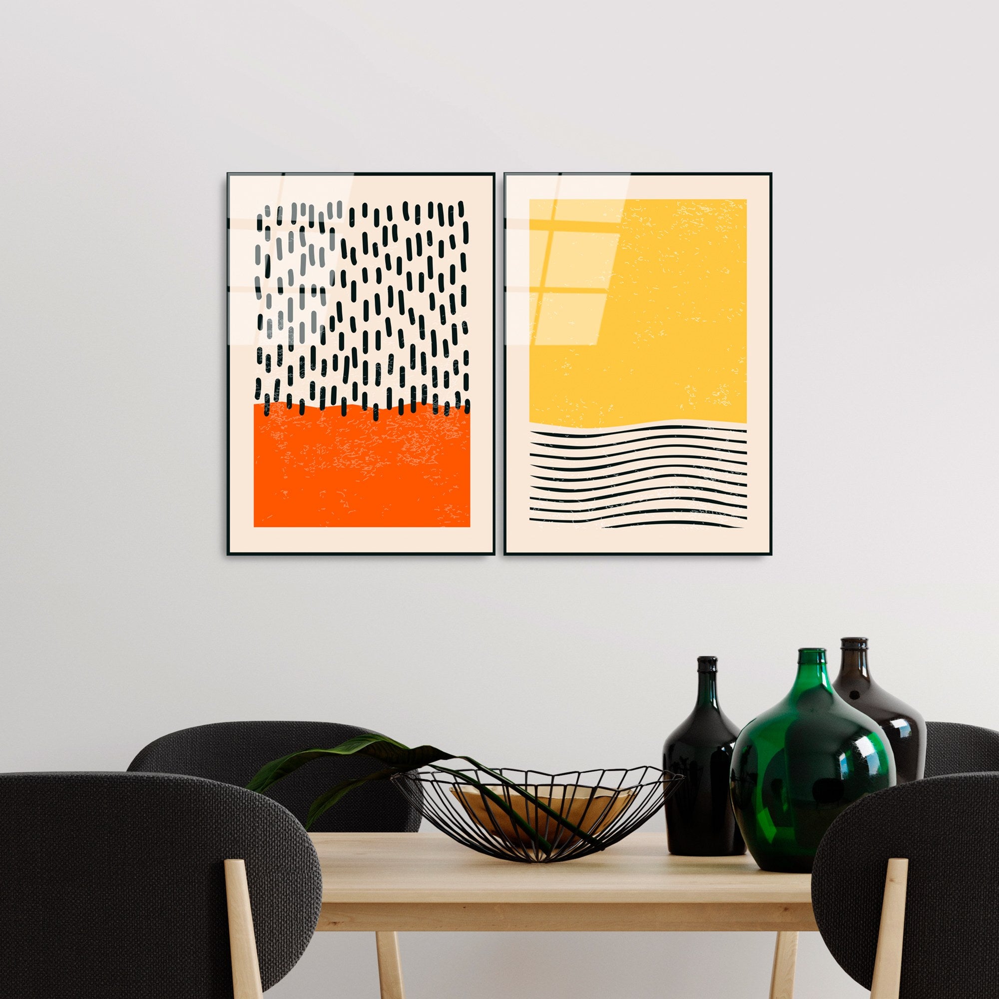 Conjunto de Quadros em Vidro Temperado UV-933 (2 Peças) - Multicolor, 45 x 65 cm, 4 mm