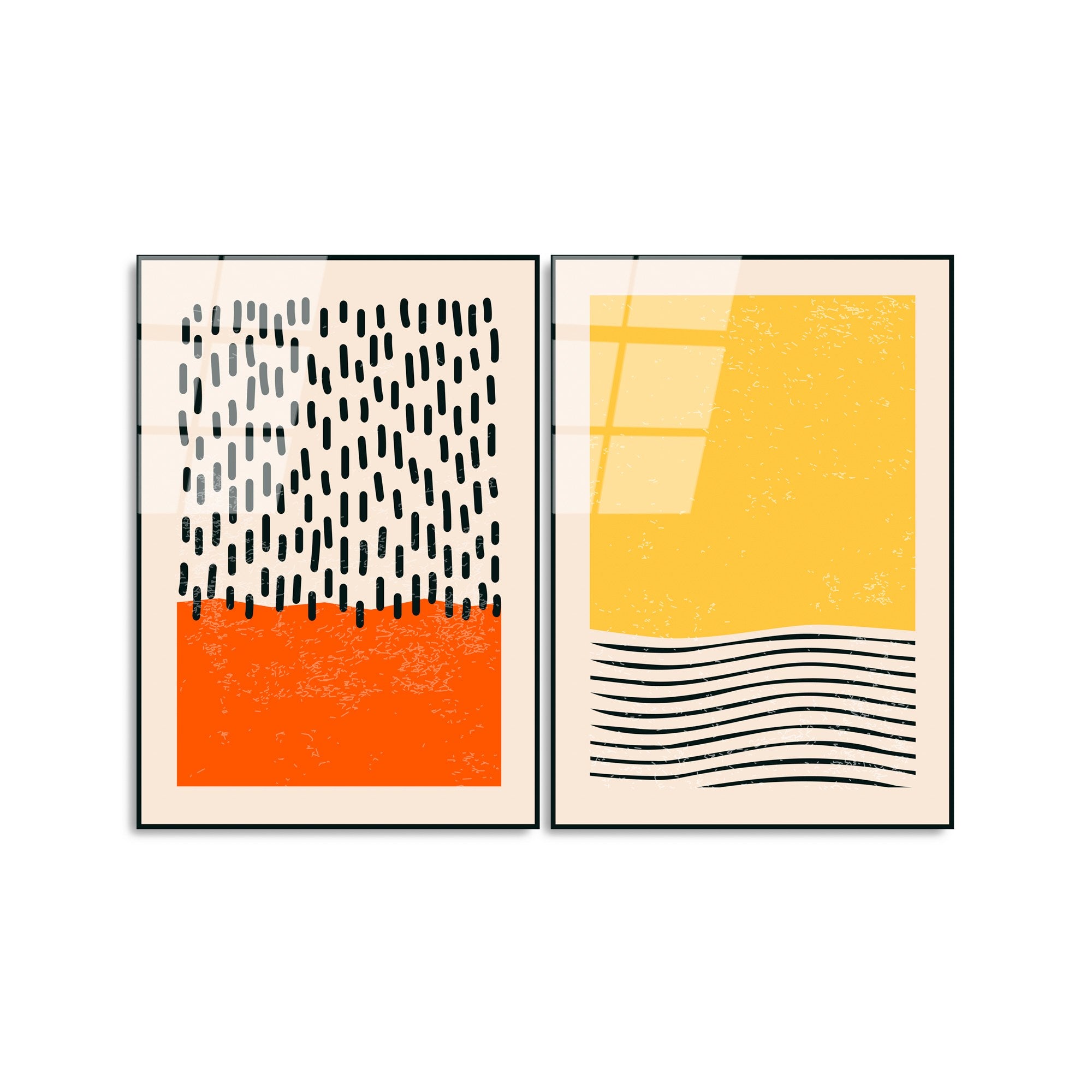 Conjunto de Quadros em Vidro Temperado UV-933 (2 Peças) - Multicolor, 45 x 65 cm, 4 mm