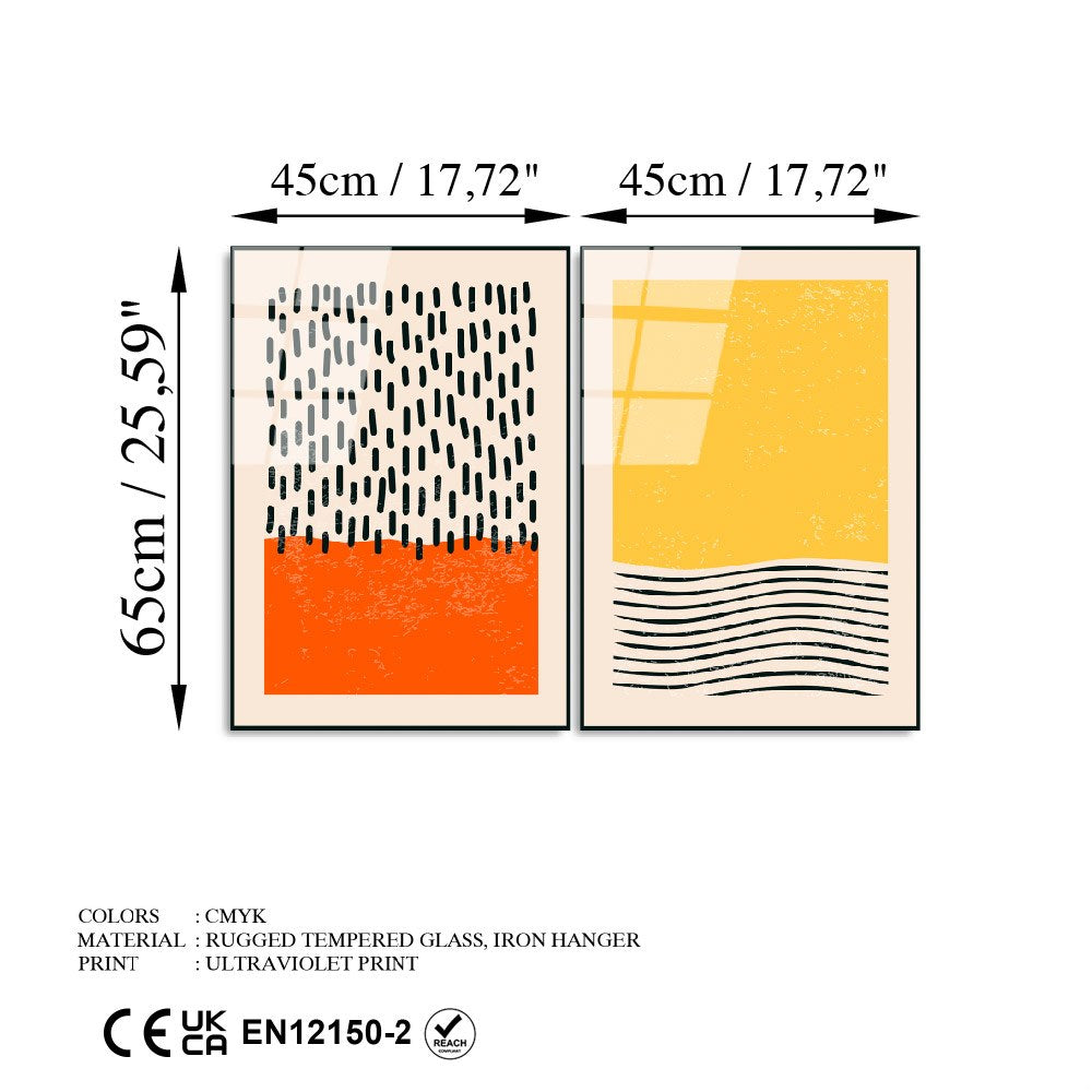 Conjunto de Quadros em Vidro Temperado UV-933 (2 Peças) - Multicolor, 45 x 65 cm, 4 mm