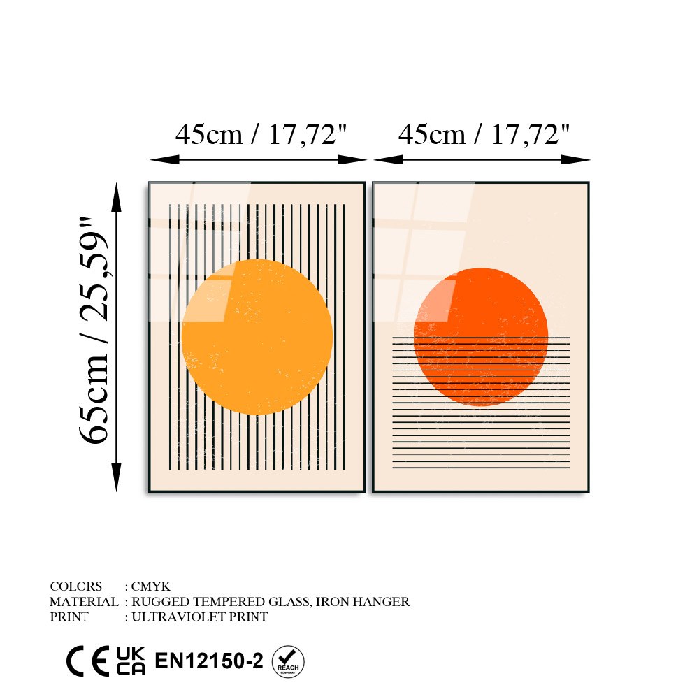 UV-934 Quadro Decorativo em Vidro Temperado 4 mm (2 Peças) 45 x 65 cm – Multicor