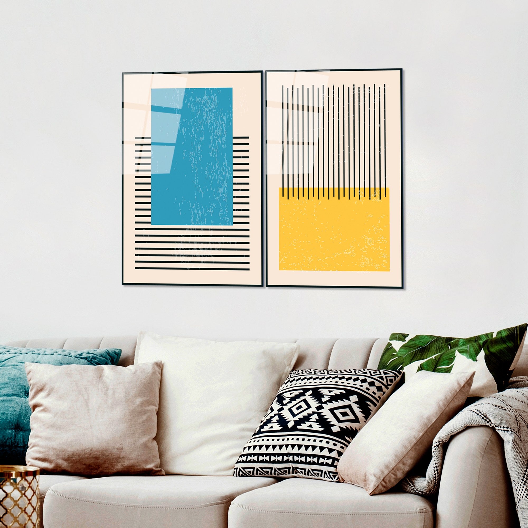 Quadro Decorativo em Vidro Temperado UV-935 (2 Peças) 45 x 65 cm – Multicolor, 4 mm