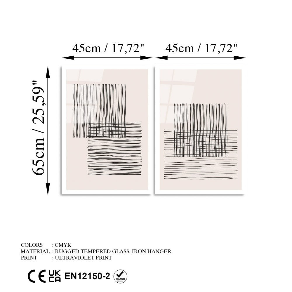 Quadro Decorativo em Vidro Temperado UV-936, 45 x 65 cm (Conjunto 2 Peças), Multicor, 4 mm