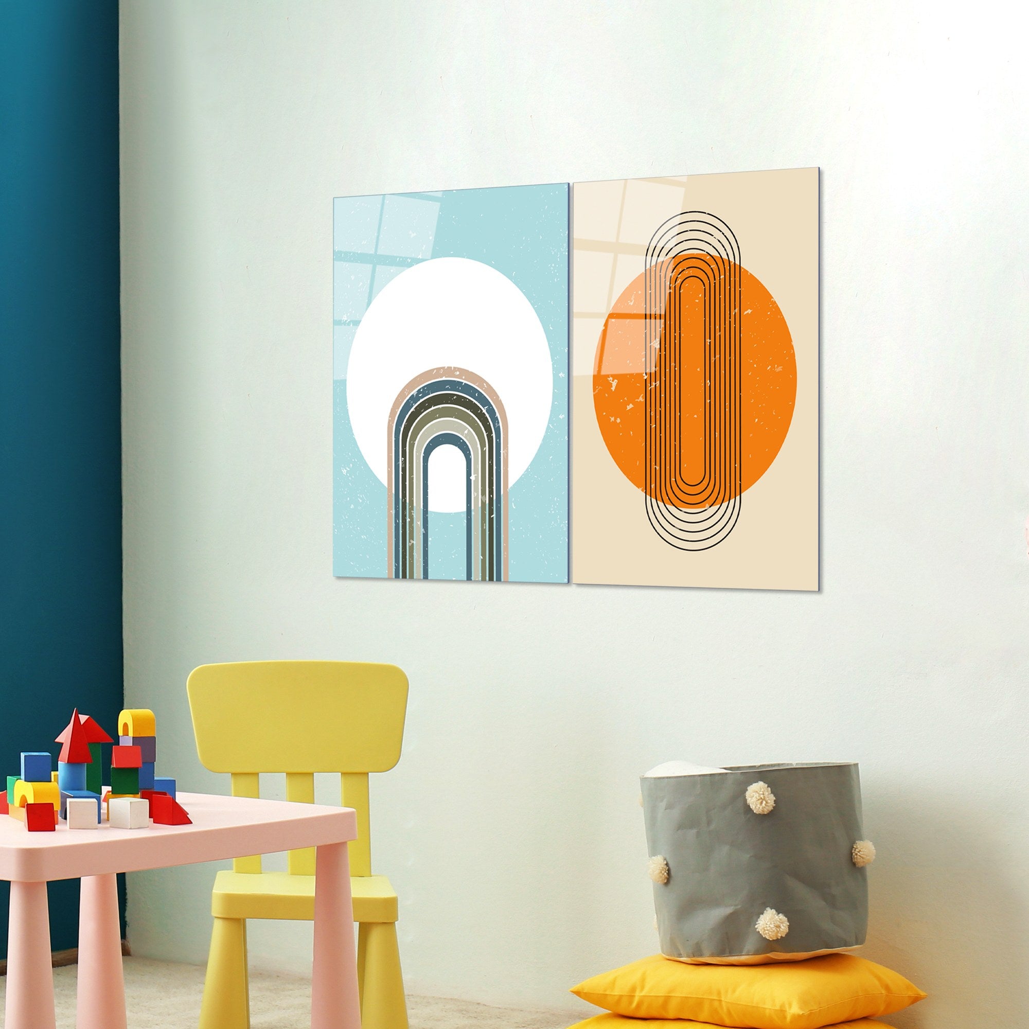 Quadro Decorativo em Vidro Temperado UV-938 – Multicolor – 45 x 65 cm (Conjunto de 2 Peças), Espessura 4 mm