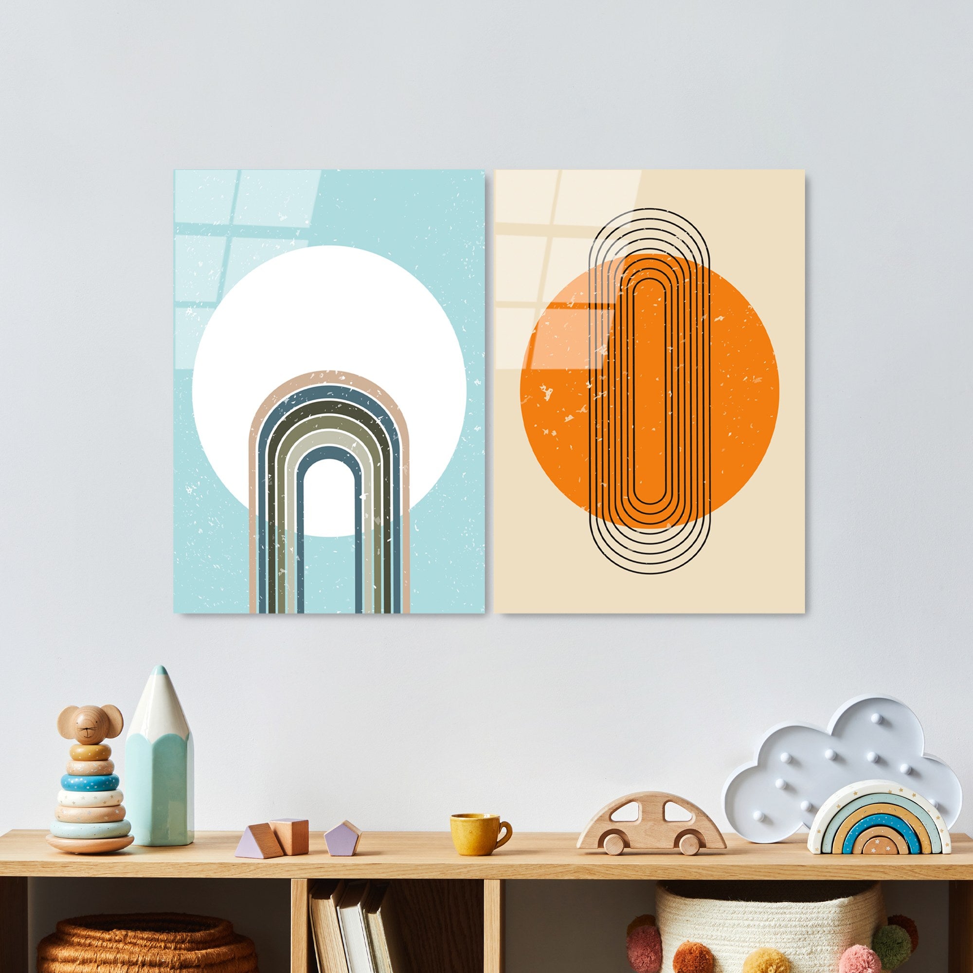 Quadro Decorativo em Vidro Temperado UV-938 – Multicolor – 45 x 65 cm (Conjunto de 2 Peças), Espessura 4 mm