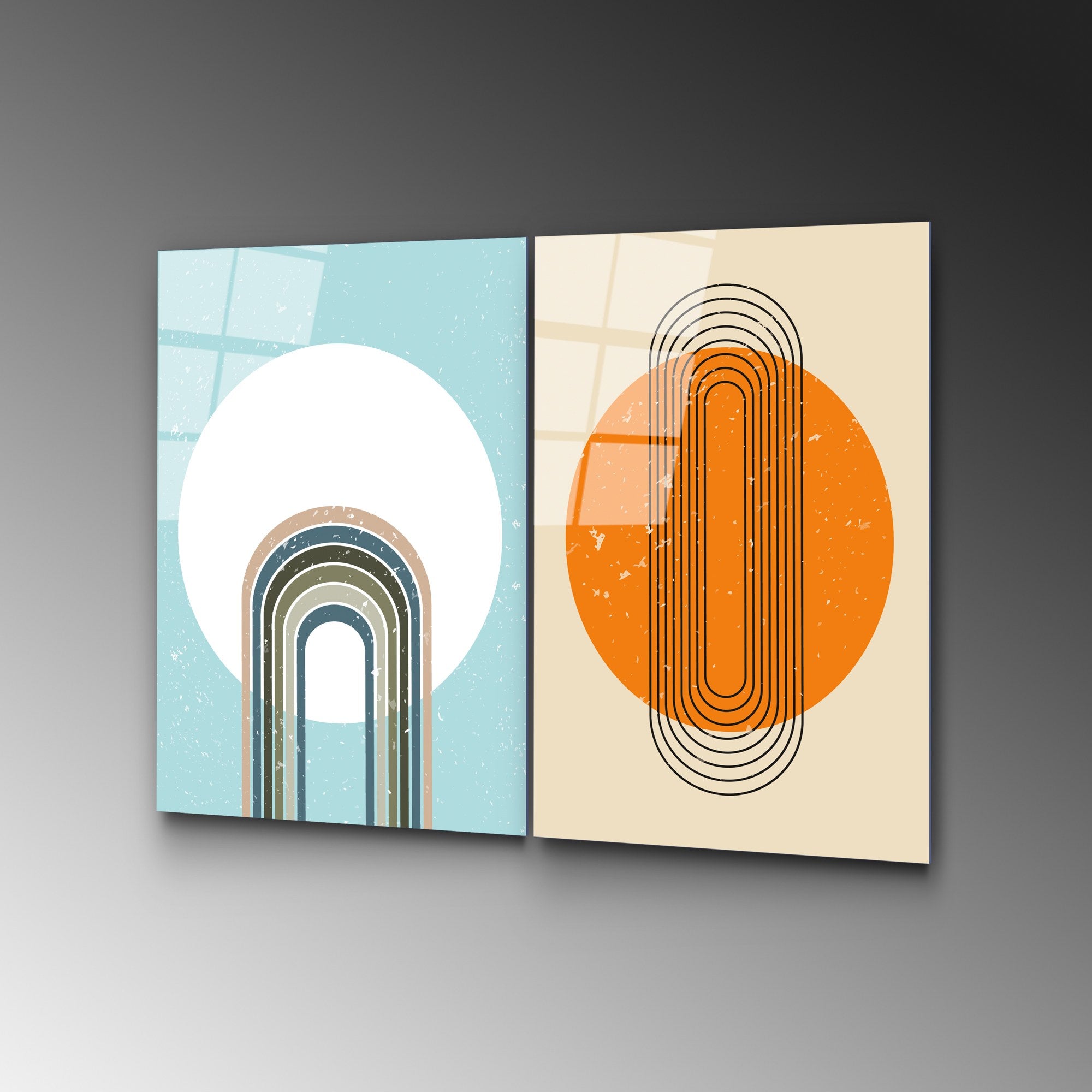 Quadro Decorativo em Vidro Temperado UV-938 – Multicolor – 45 x 65 cm (Conjunto de 2 Peças), Espessura 4 mm