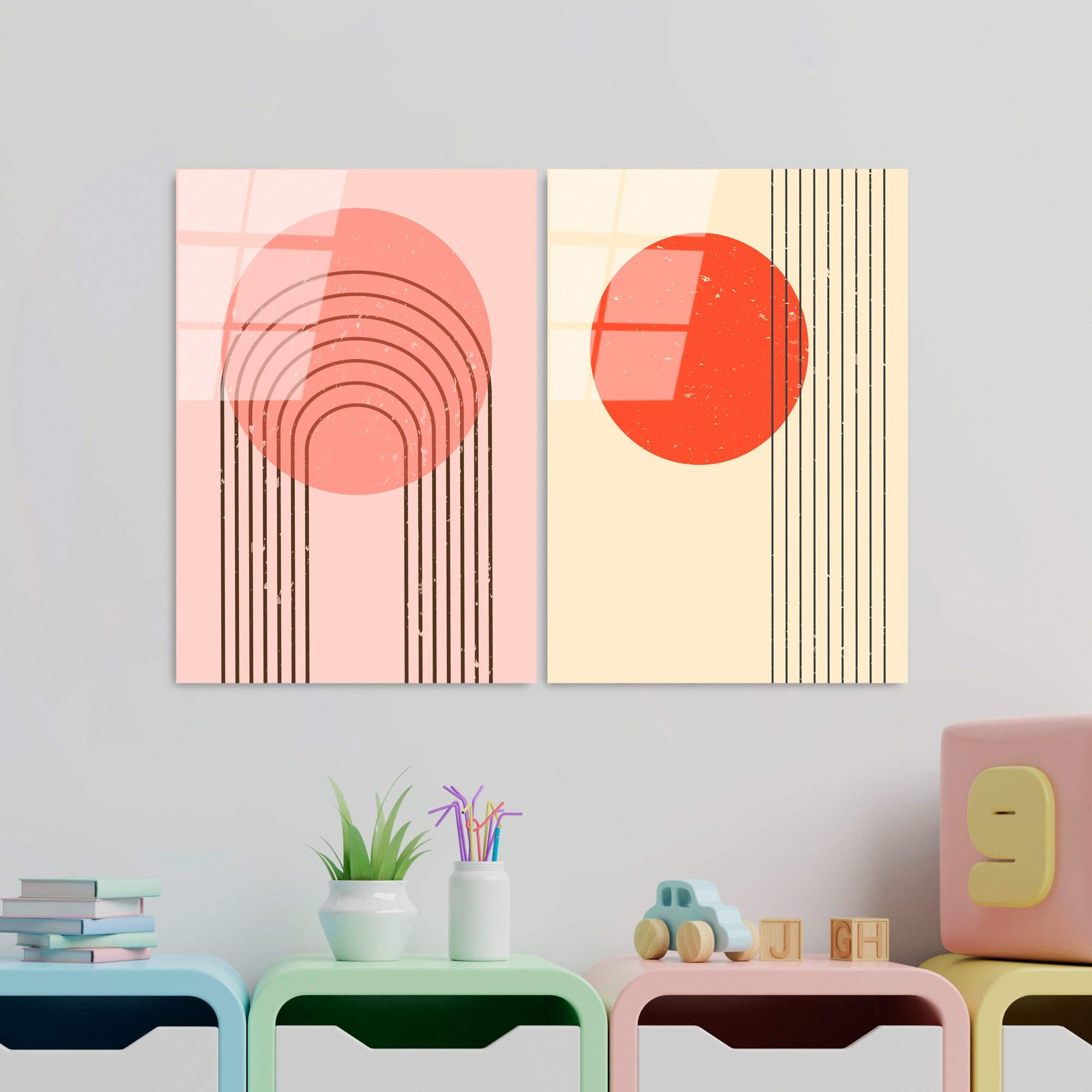 Quadro Decorativo em Vidro Temperado UV-939 (2 Peças), Multicolor, 45 x 65 cm, 4 mm