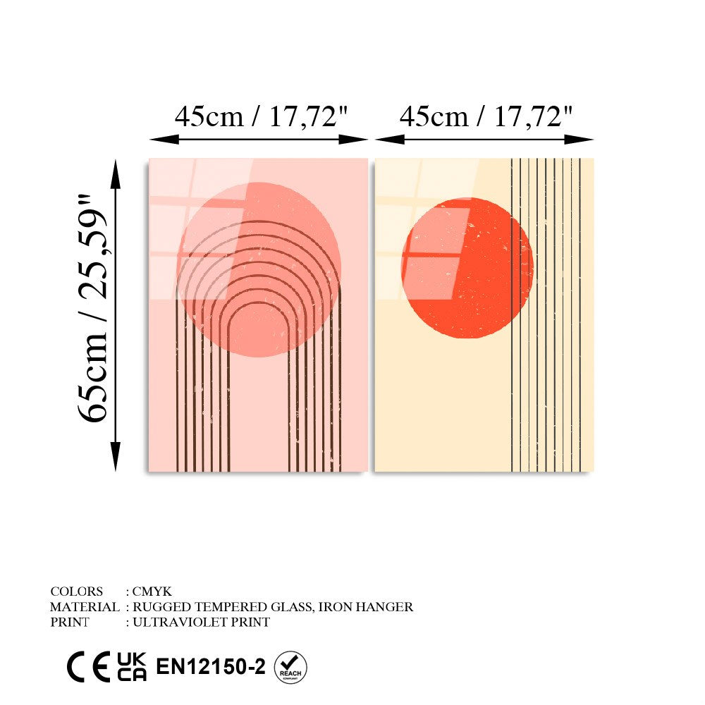 Quadro Decorativo em Vidro Temperado UV-939 (2 Peças), Multicolor, 45 x 65 cm, 4 mm