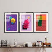 Quadro Decorativo Tripartido em 100% Vidro Temperado UV-940, Multicolor, 45 x 65 cm (cada), 4 mm