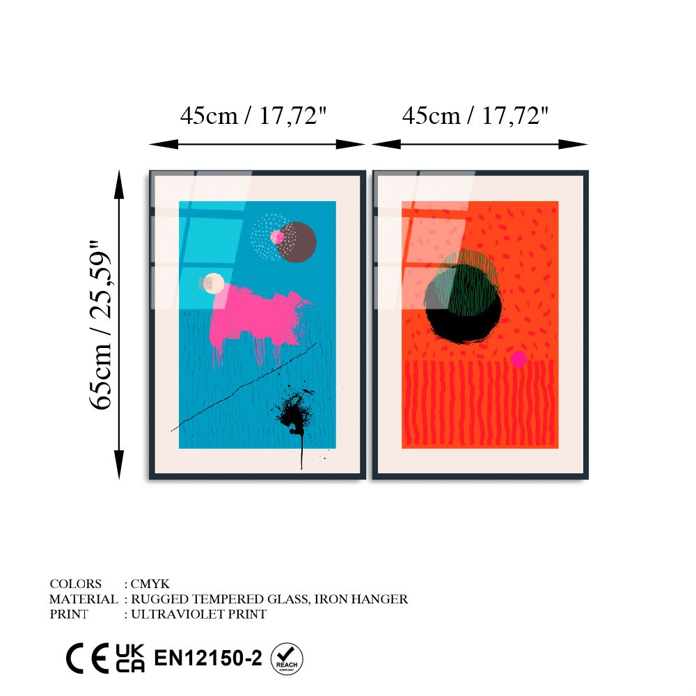 Díptico Decorativo em Vidro Temperado UV-941 – Multicolor – 45 x 65 cm (2 Peças), 4 mm