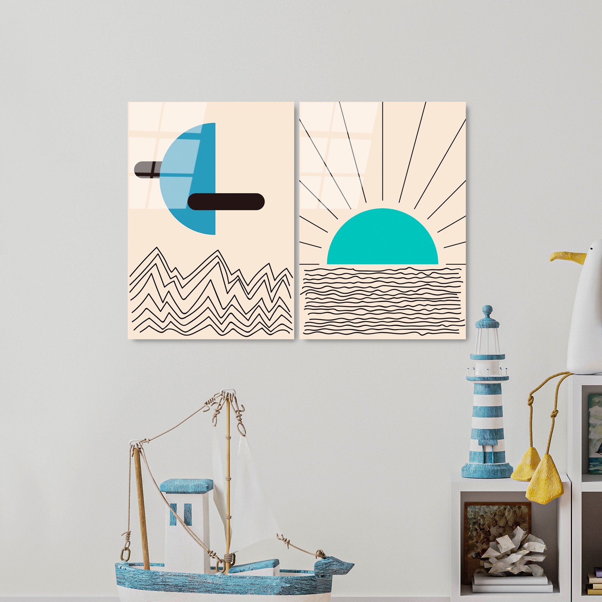 Quadro Decorativo em Vidro Temperado UV-942, Multicolor, 2 Peças 45 x 65 cm, 4 mm