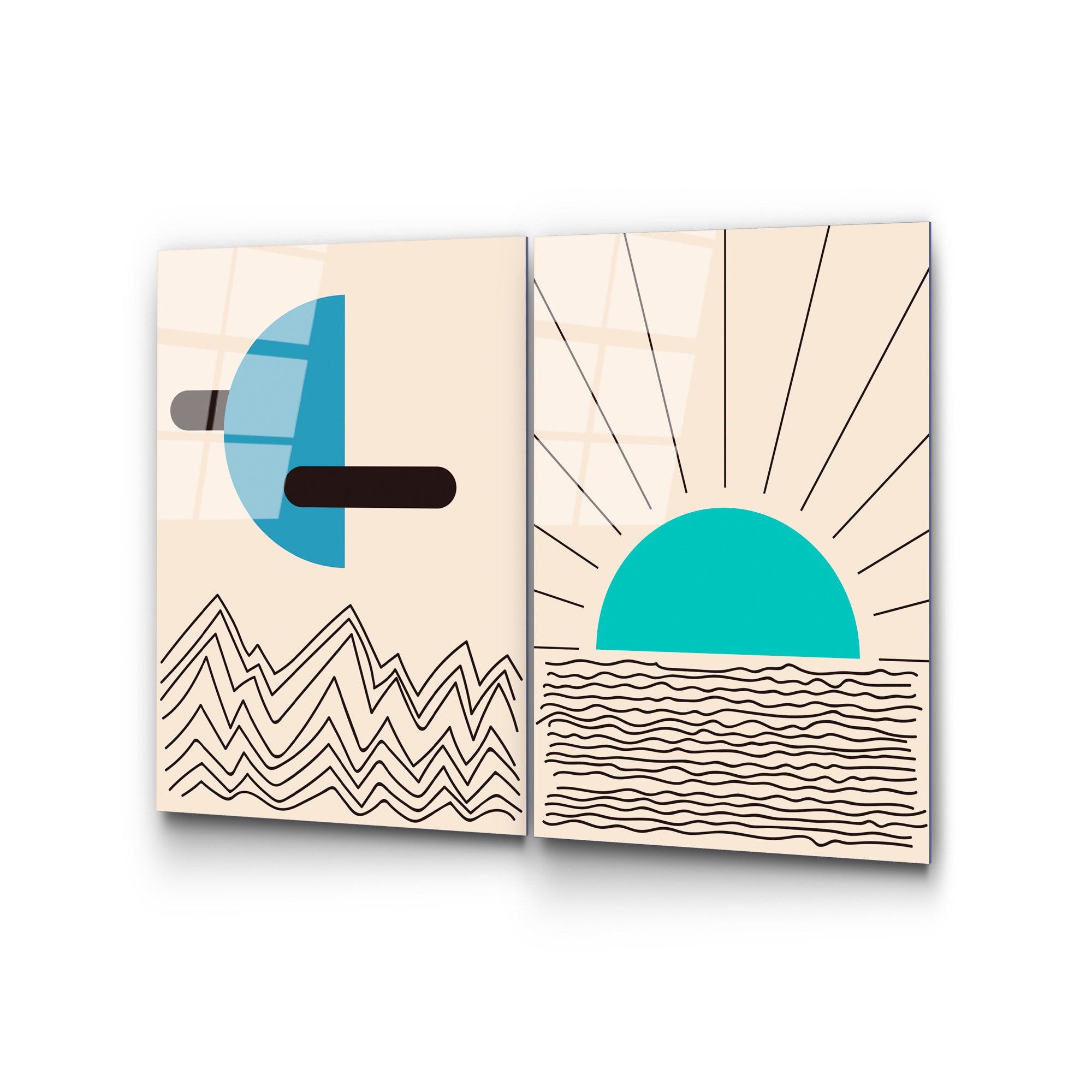 Quadro Decorativo em Vidro Temperado UV-942, Multicolor, 2 Peças 45 x 65 cm, 4 mm