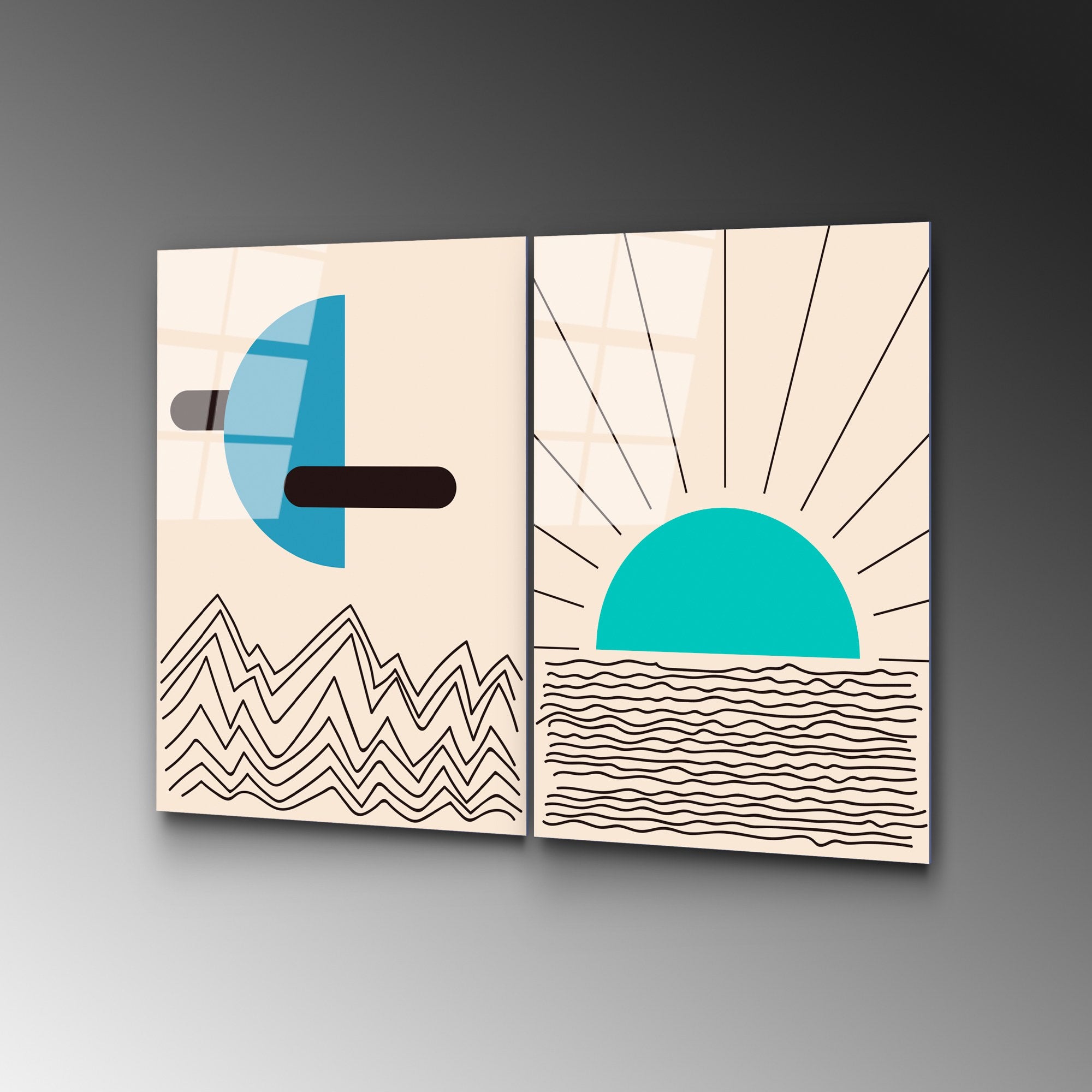 Quadro Decorativo em Vidro Temperado UV-942, Multicolor, 2 Peças 45 x 65 cm, 4 mm